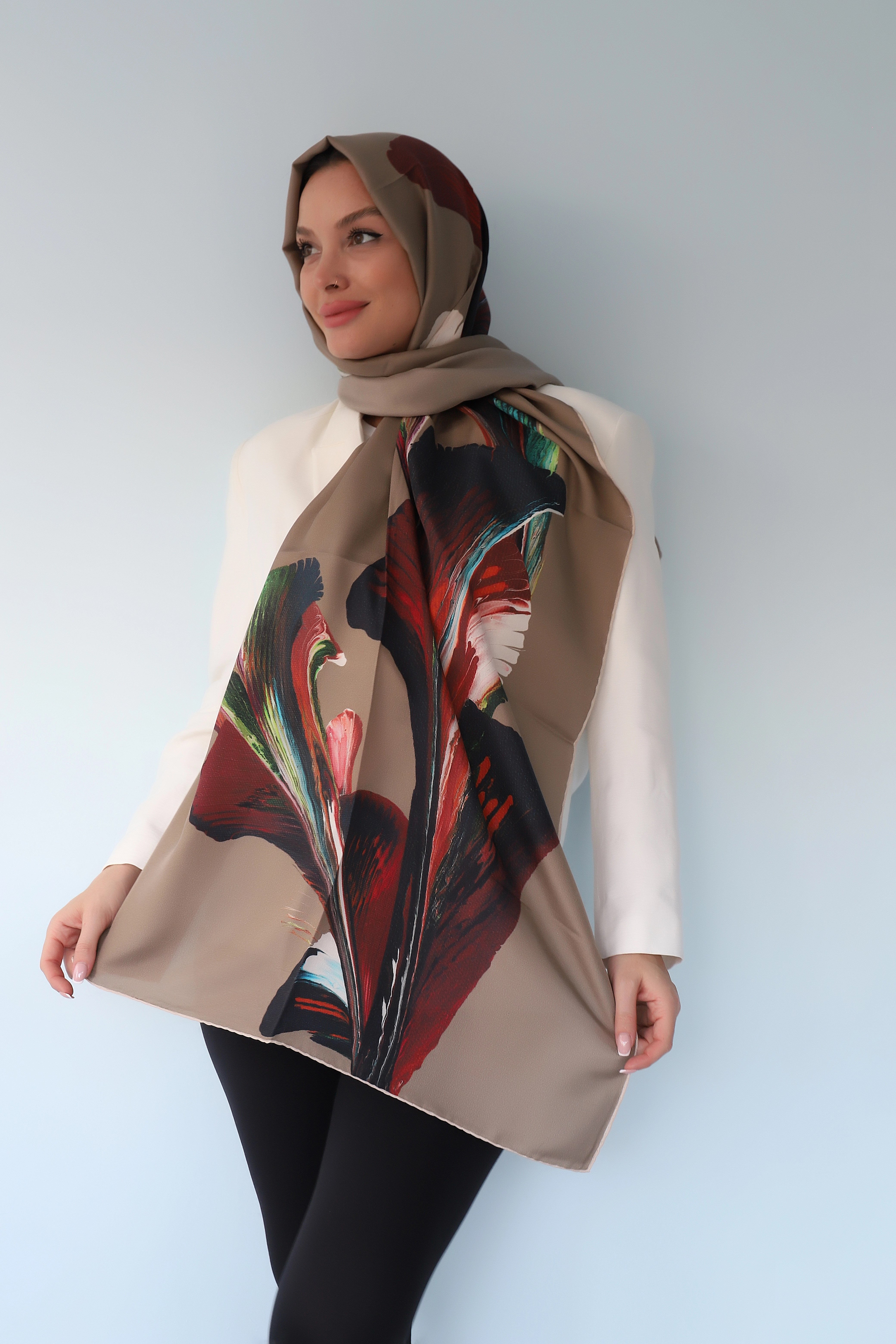 ŞULE PAMUK İPEK ŞAL 70*190 CM - KAMEL