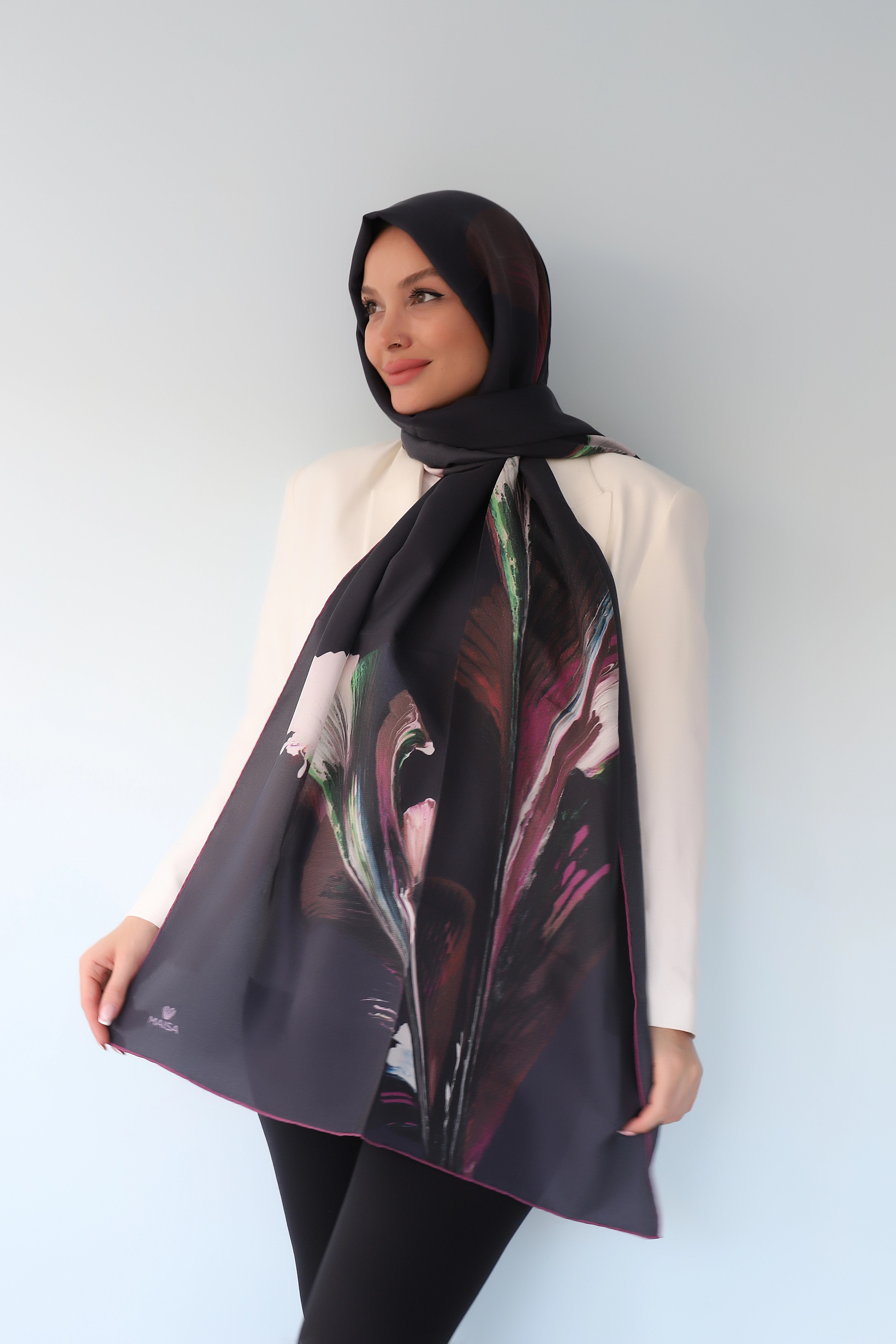 ŞULE PAMUK İPEK ŞAL 70X190 CM LACİVERT