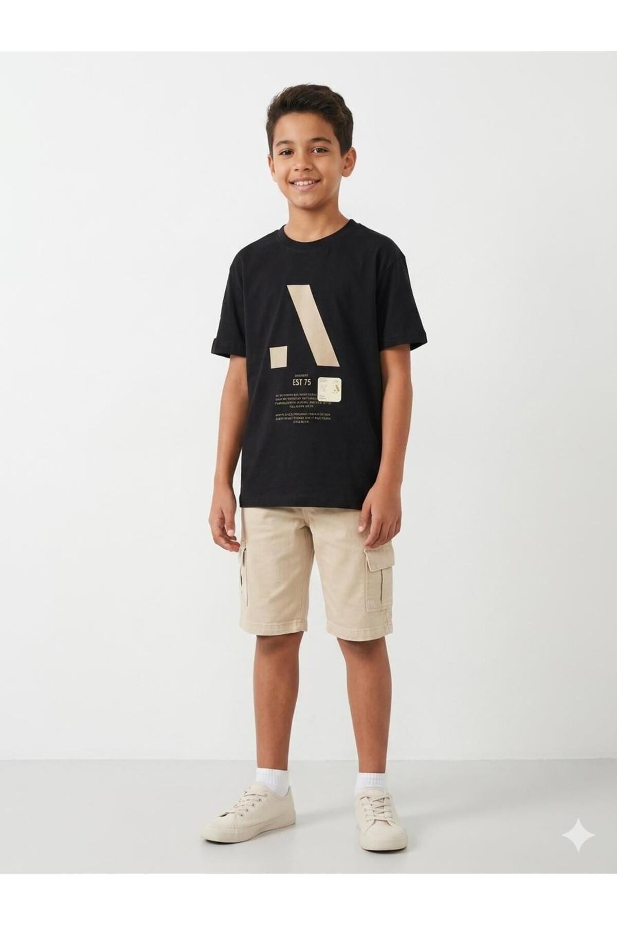 Erkek Siyah T-Shirt Şort Takım