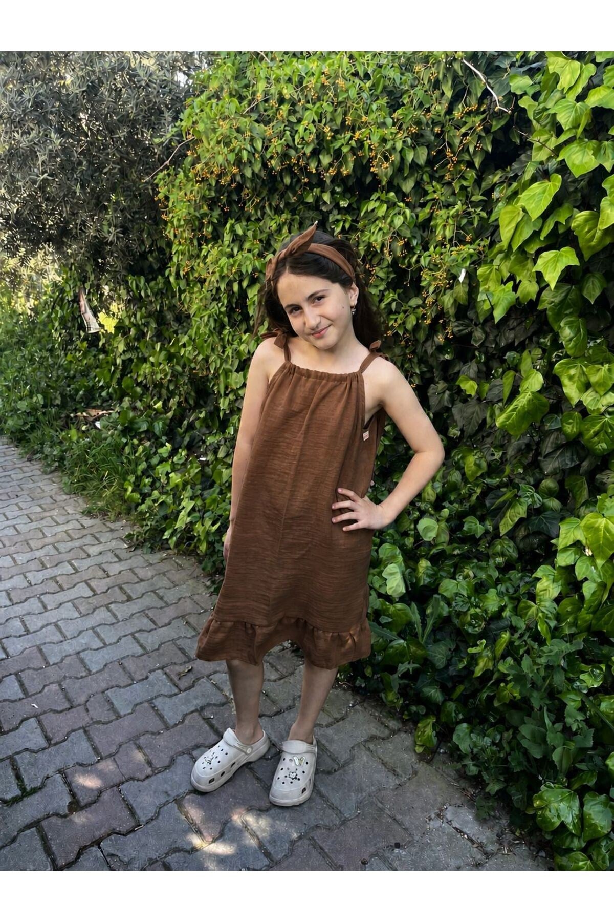 yazlık müslin ip askılı elbise