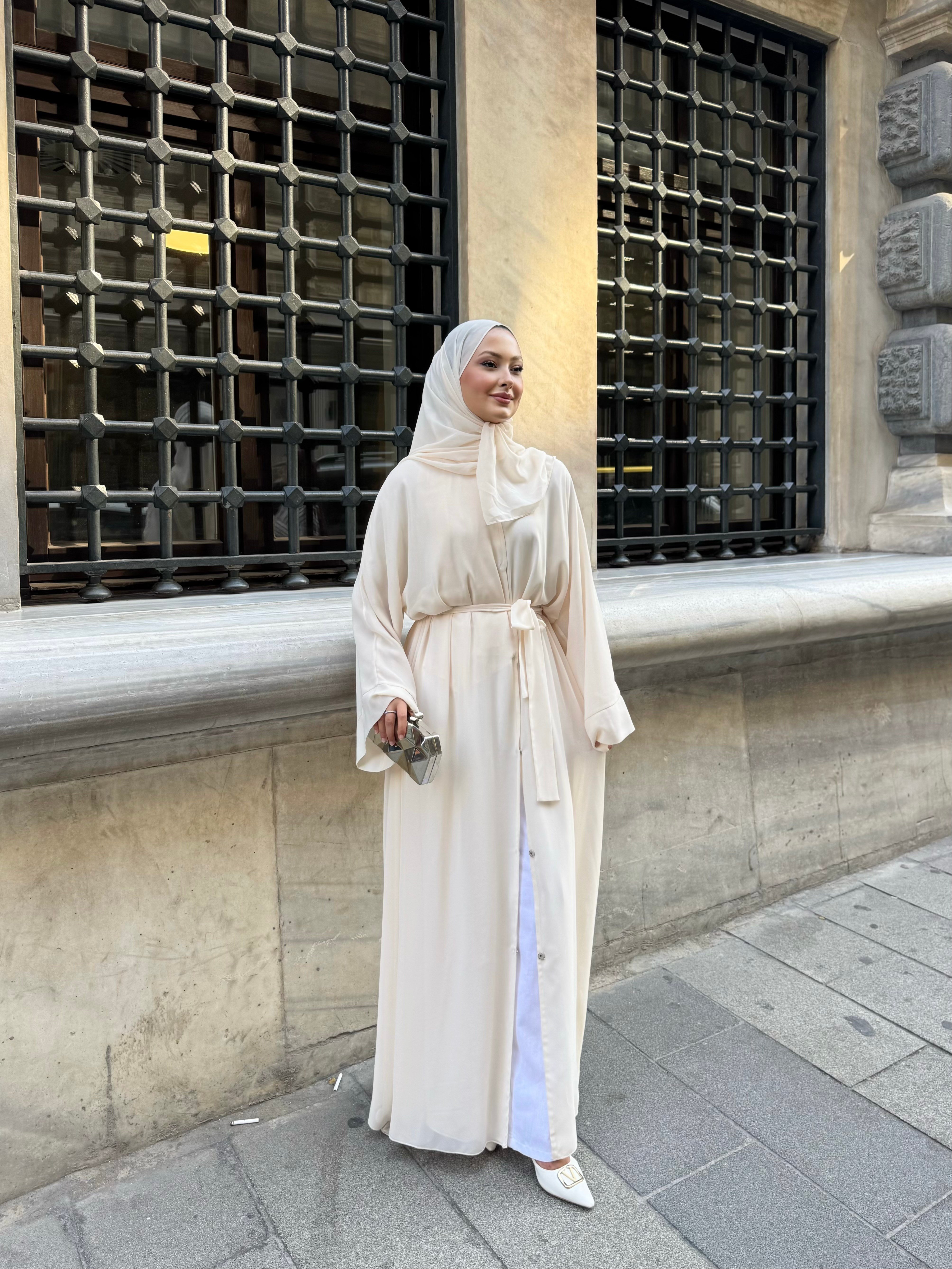 lena şallı abaya krem