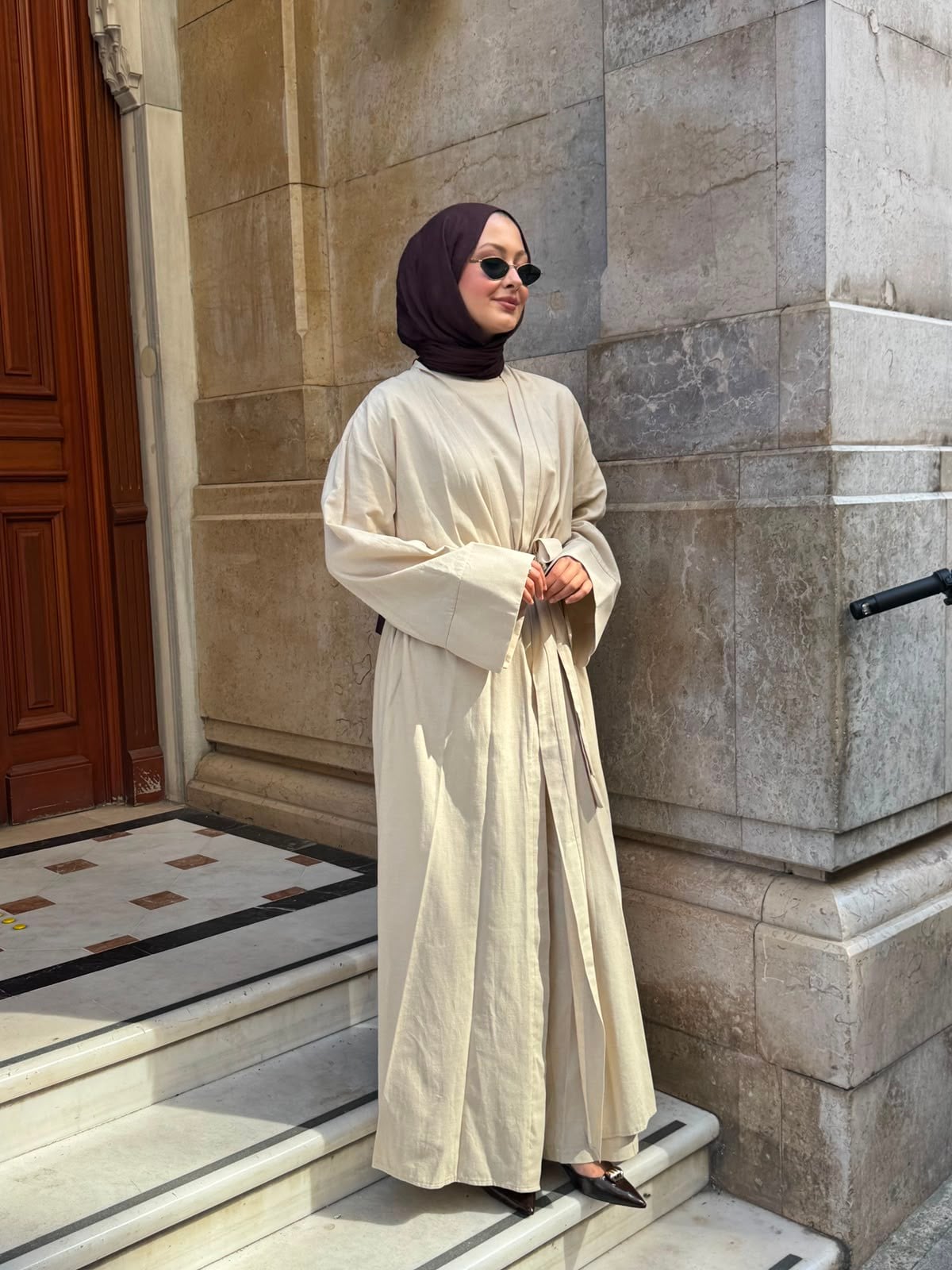 zümra 3 lü keten abaya bej
