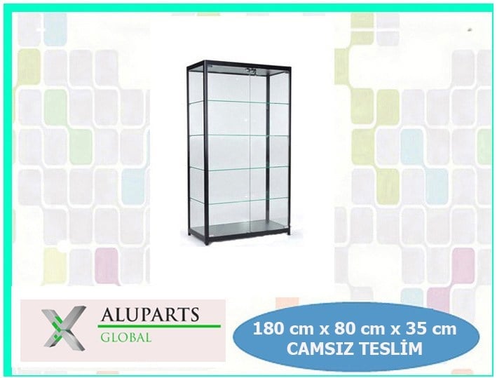 cam dolap koleksiyon siyah camsız 180x80x35