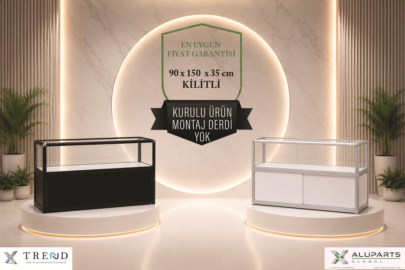 kule vitrin camsız 180x35x35