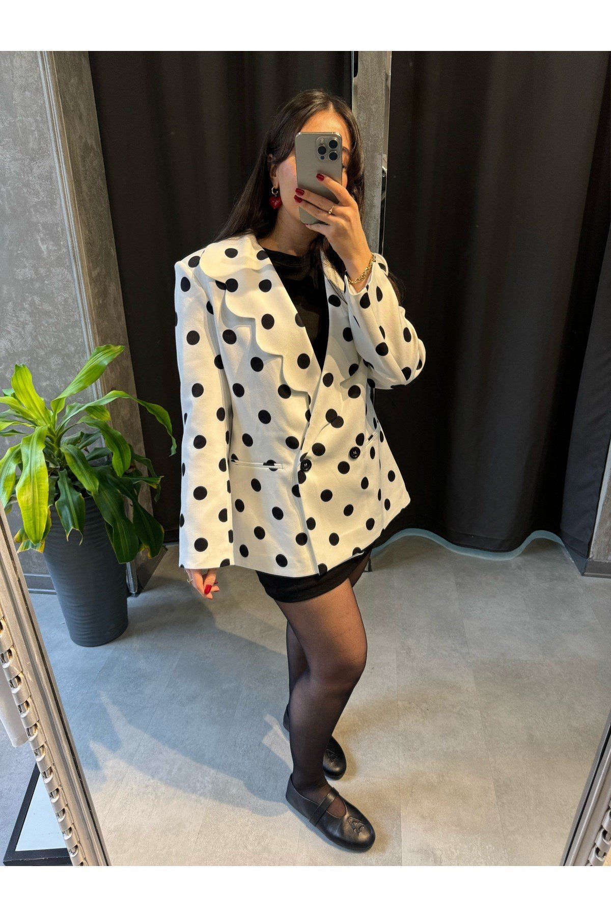 Puantiyeli Blazer Ceket