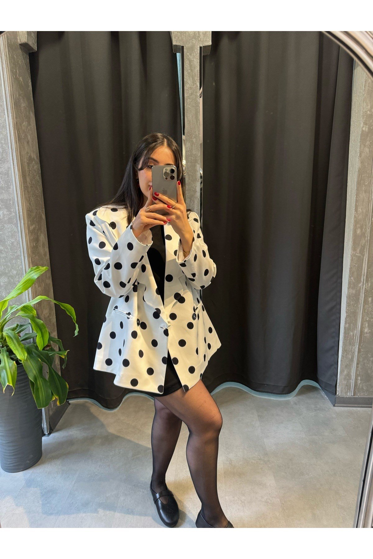Puantiyeli Blazer Ceket