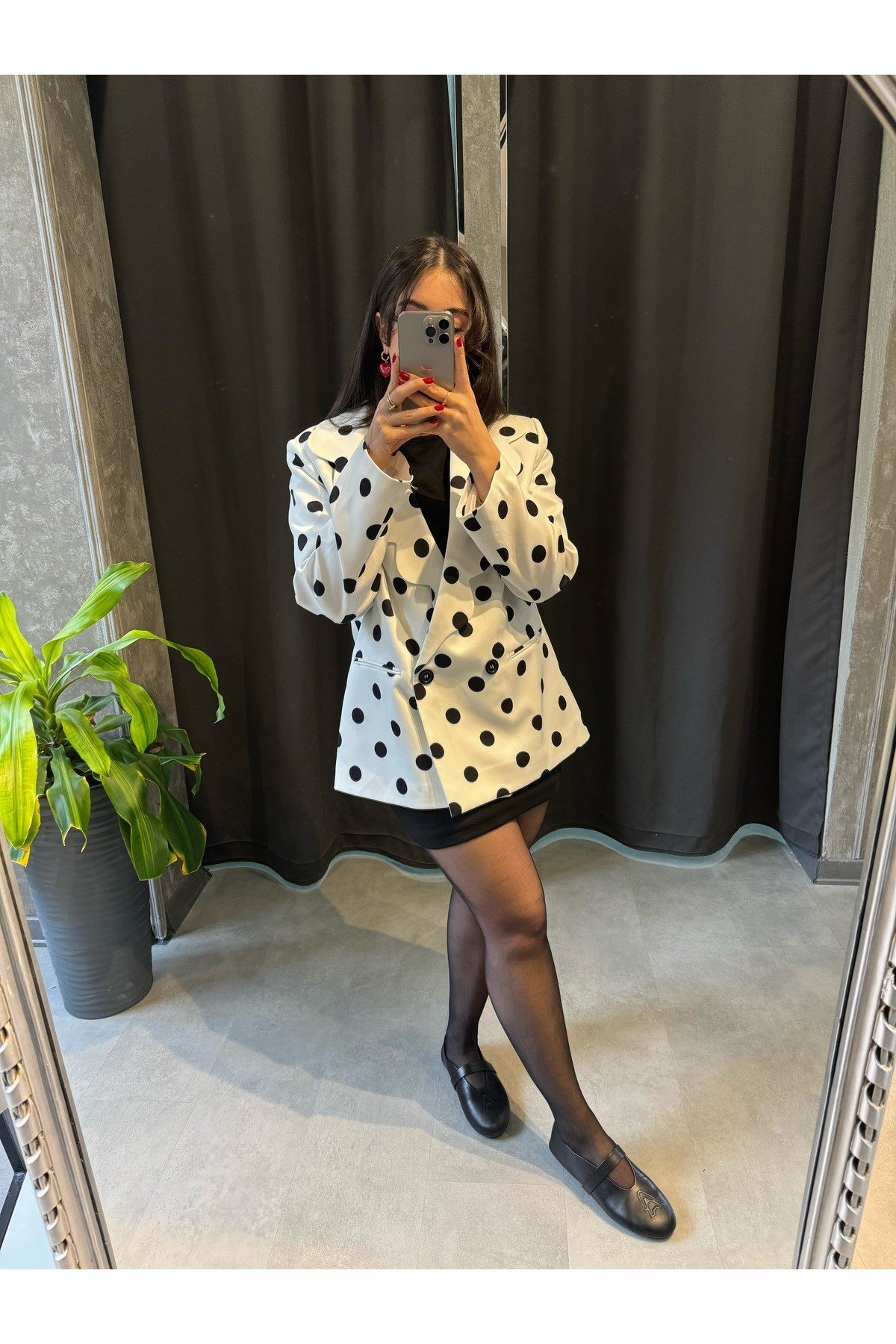 Puantiyeli Blazer Ceket
