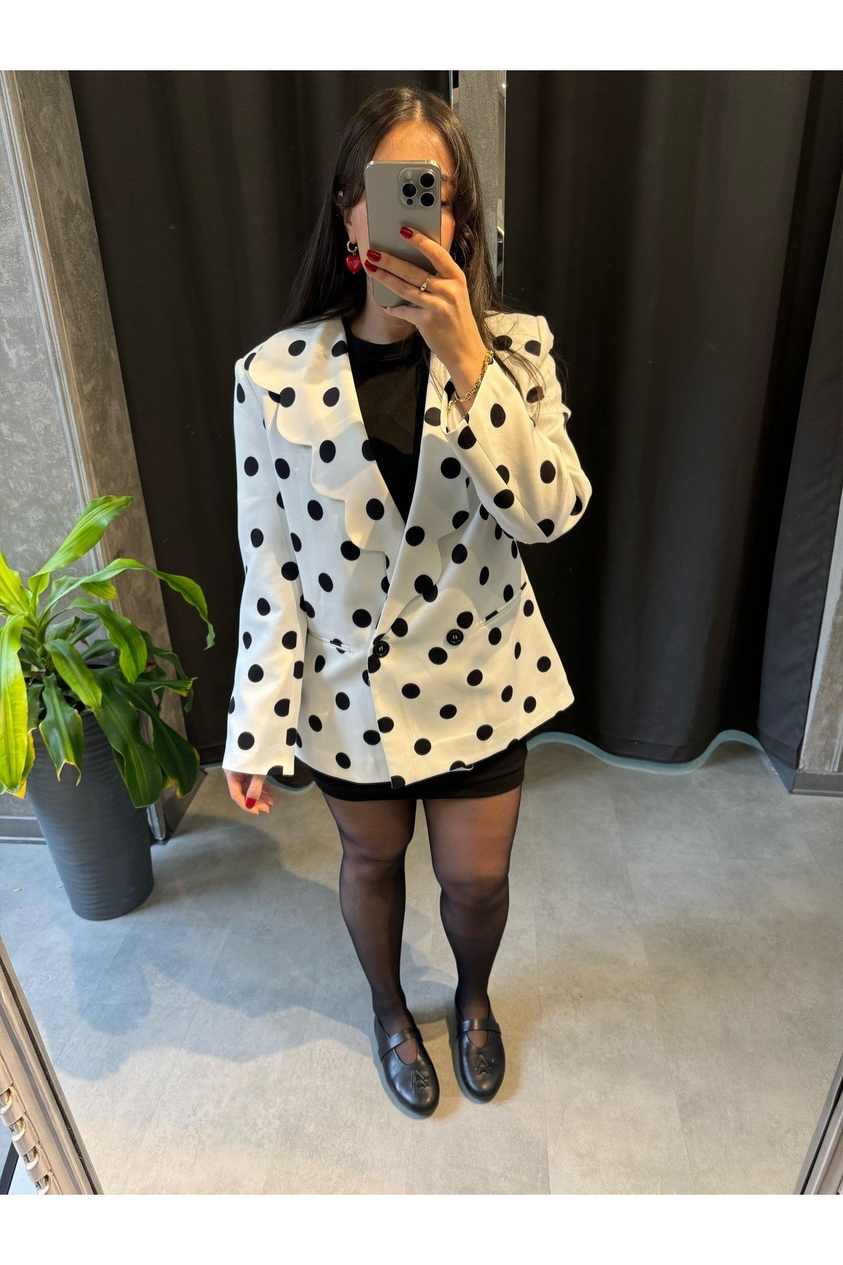 Puantiyeli Blazer Ceket