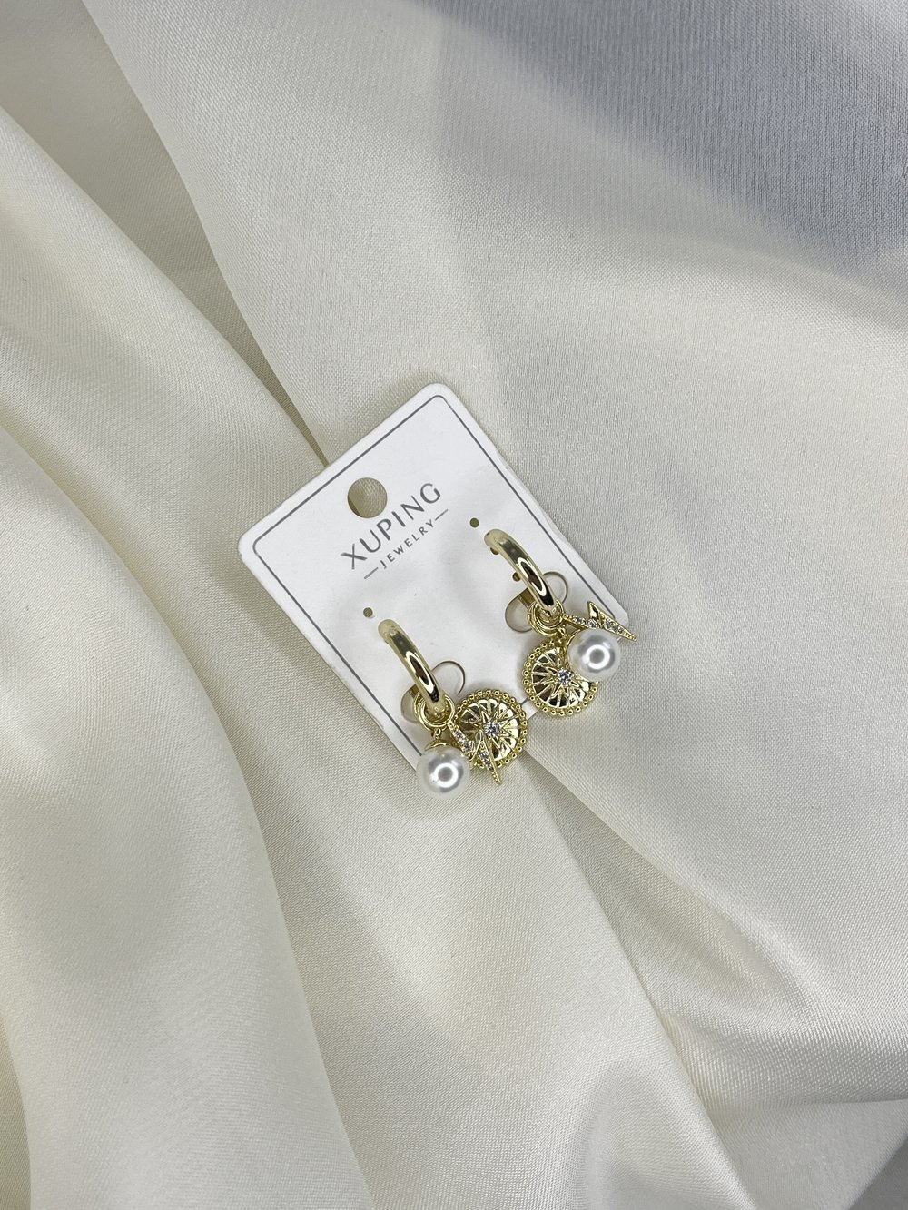 XUPİNG Çelik/Paslanmaz Zirkon Taşlı Sallantı Charm Küpe Gold