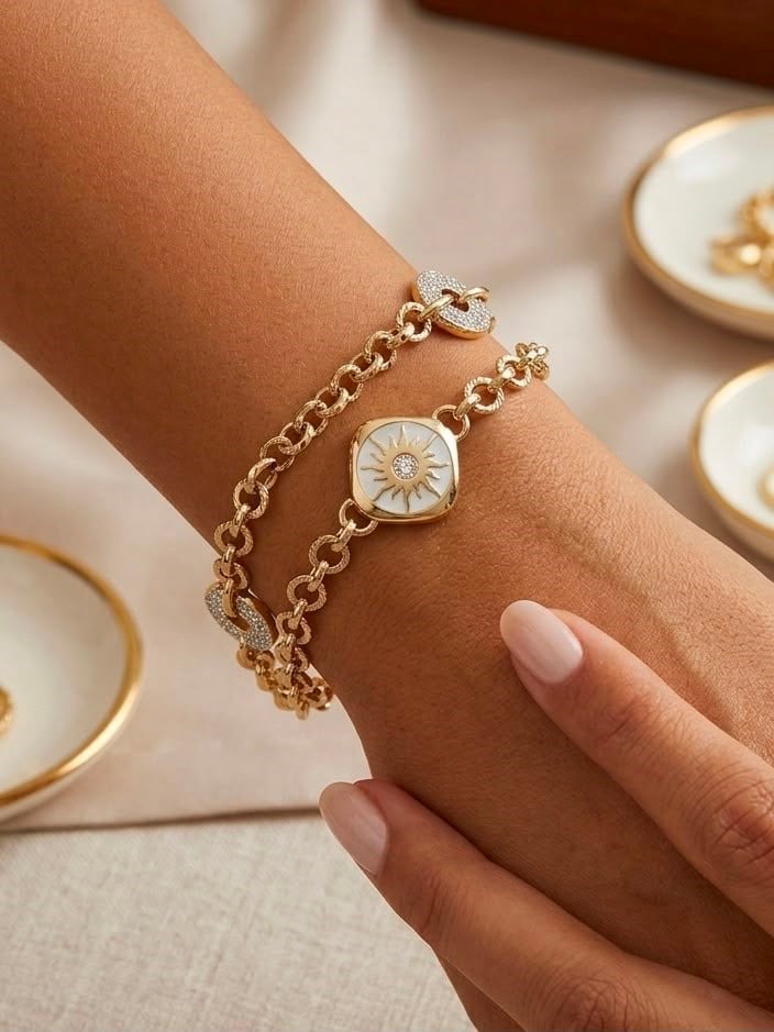 CTS Beyaz Detay Gold Bileklik