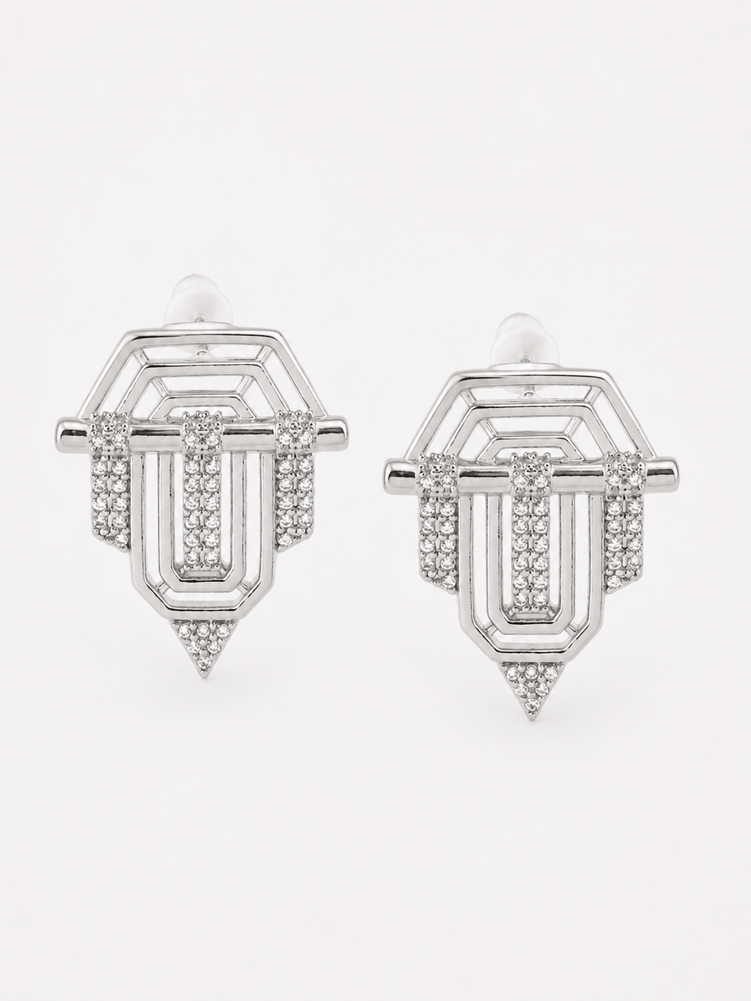 Geometrik Kalkan Silver Küpe