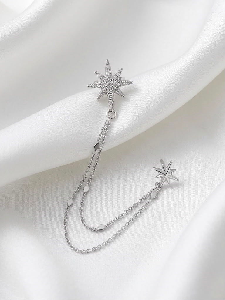 Kuzey Yıldızı Silver Kıkırdak Küpe
