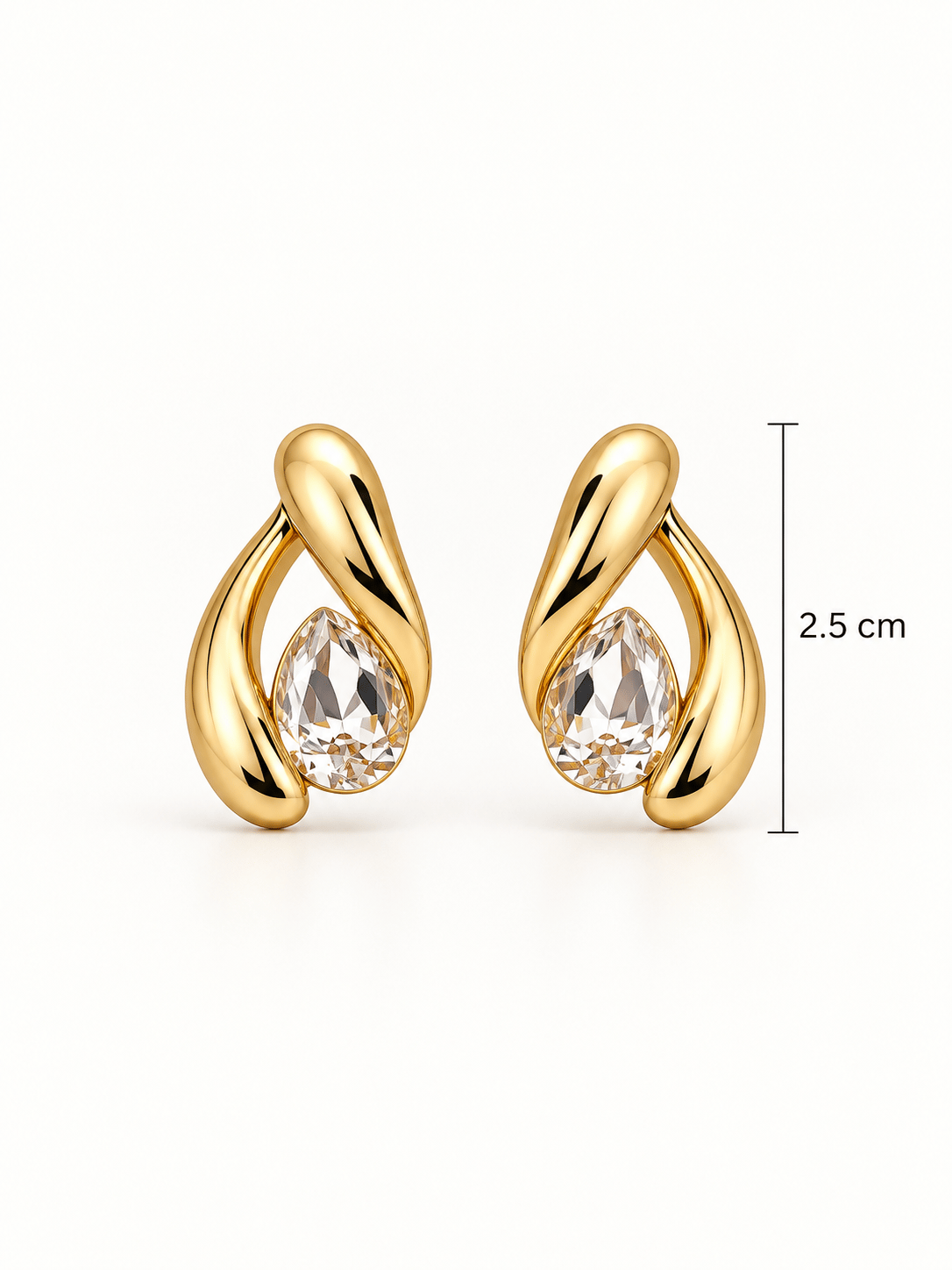 Markiz Taşlı Gold Pirinç Kaplama Küpe