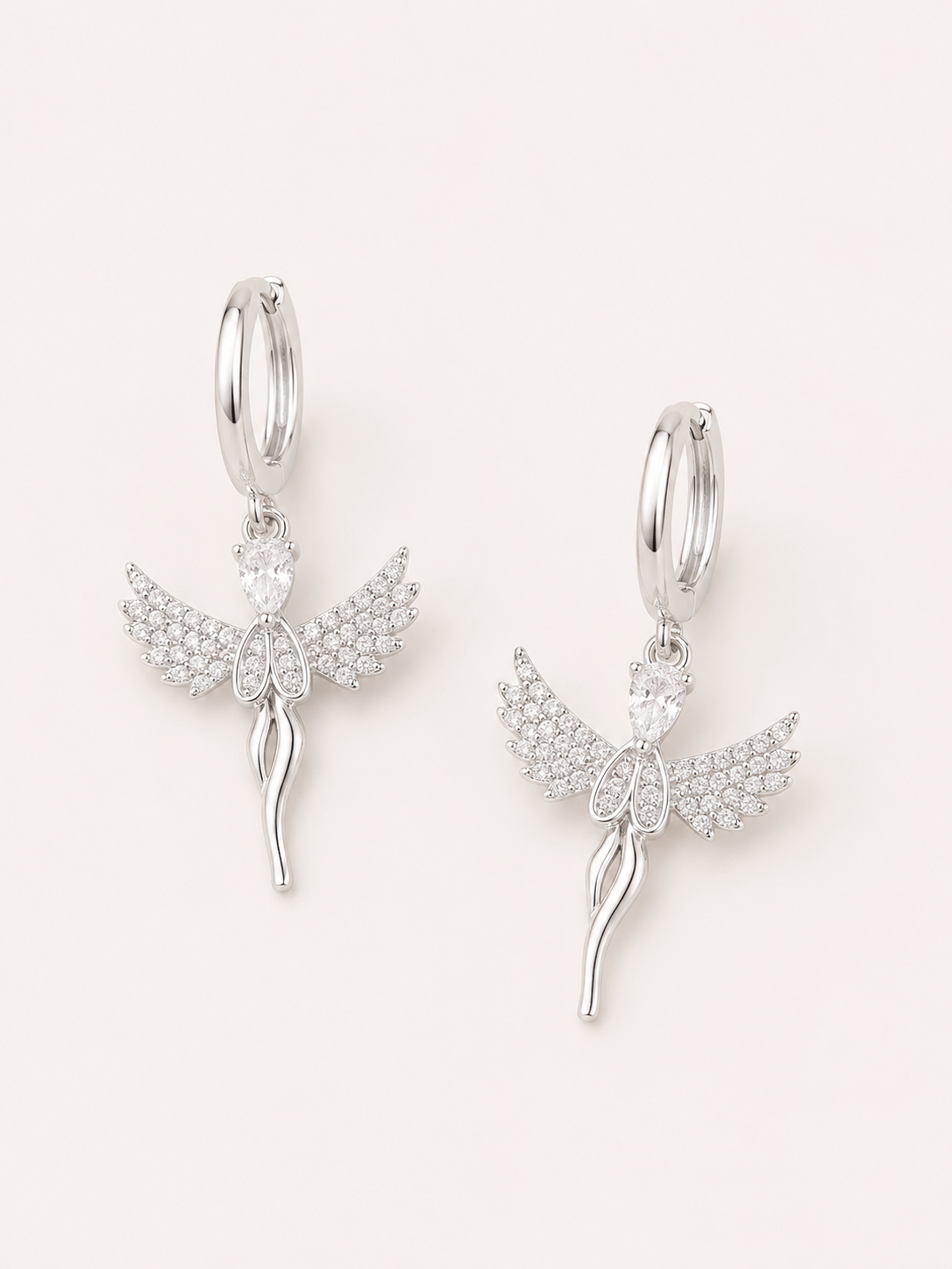 Melek Kanadı Taşlı Silver Küpe