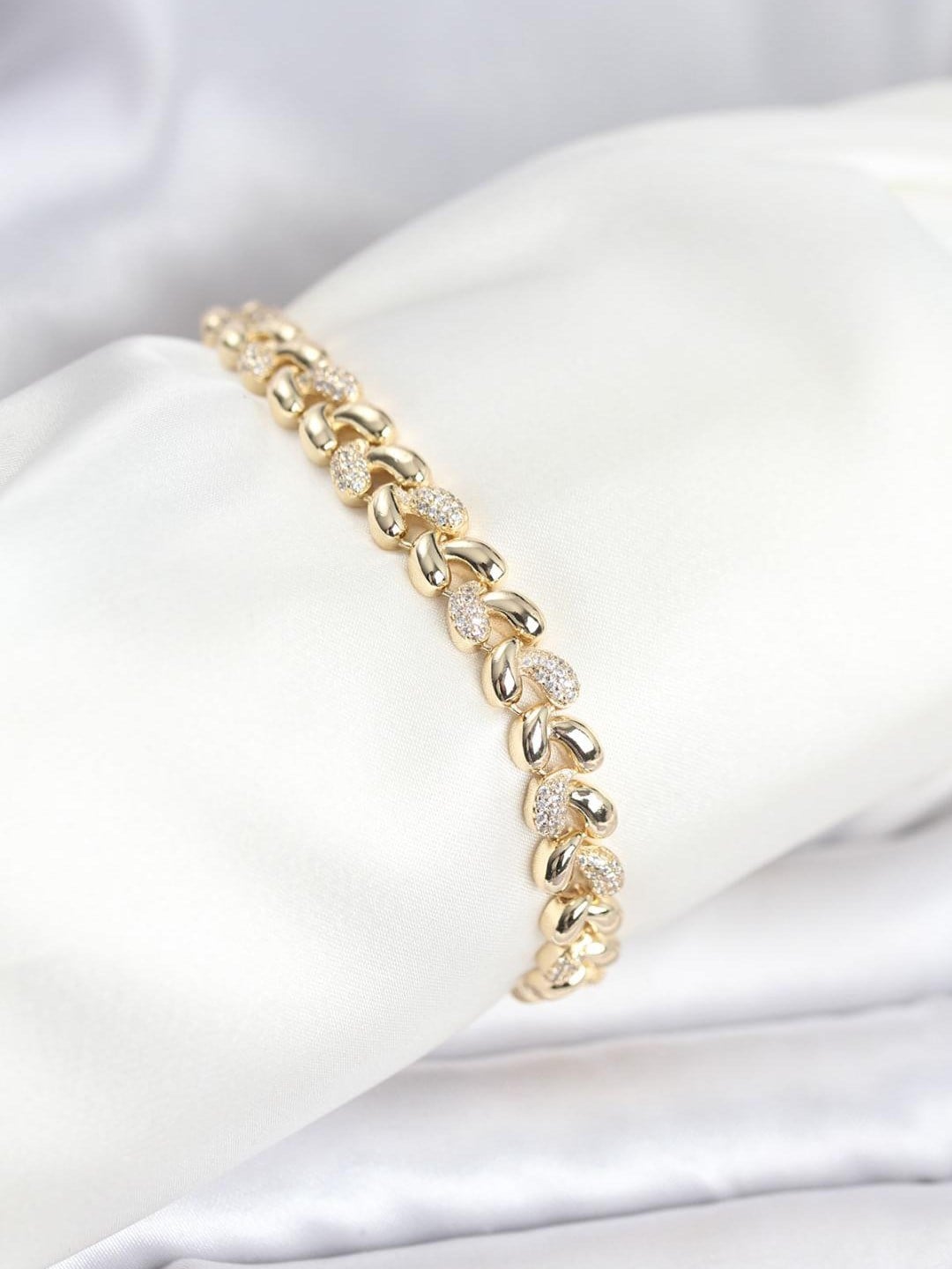 Vip Seri Sarmal Damla Model Zirkon Taşlı Gold Bileklik