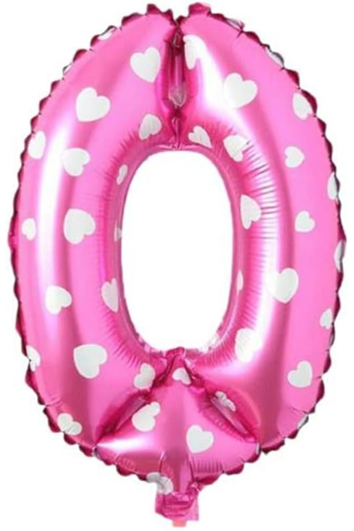 . VİTRİNİ 0 Rakamlı 16 İnç Pembe Kalpli Folyo Balon 36 CM (Pembe) 903970