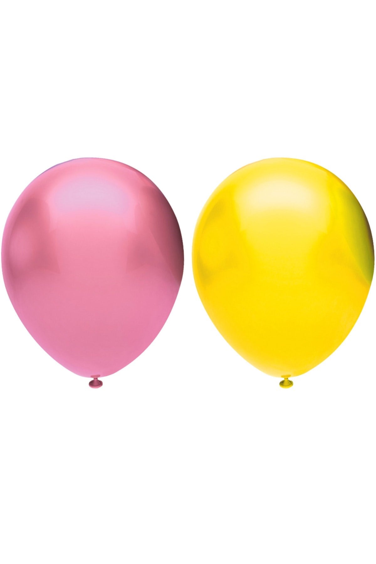 20’li Metalik Balon Seti, 2 Renk X 10, Pembe, Sarı. Helyum Uyumlu