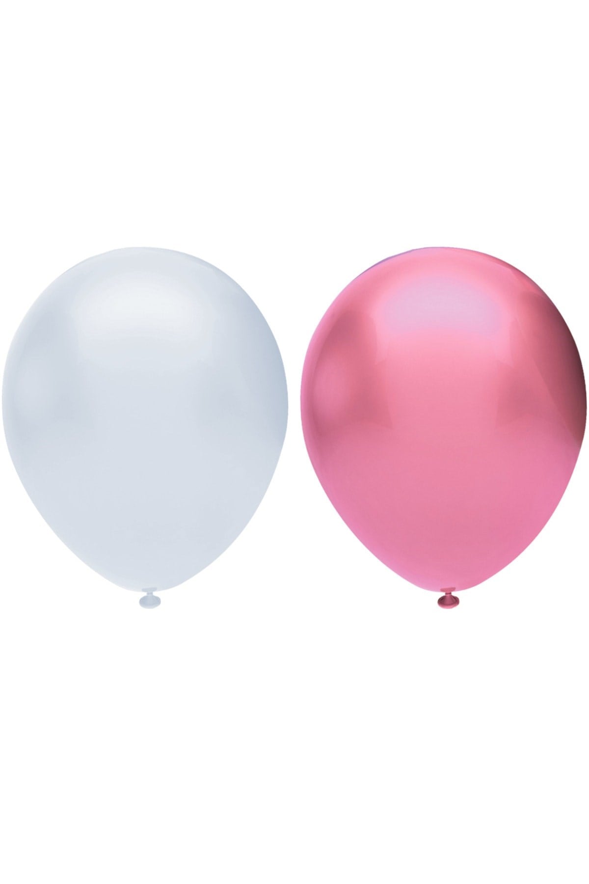 40’lı Metalik Balon Seti, 2 Renk X 20, Beyaz, Pembe. Helyum Uyumlu
