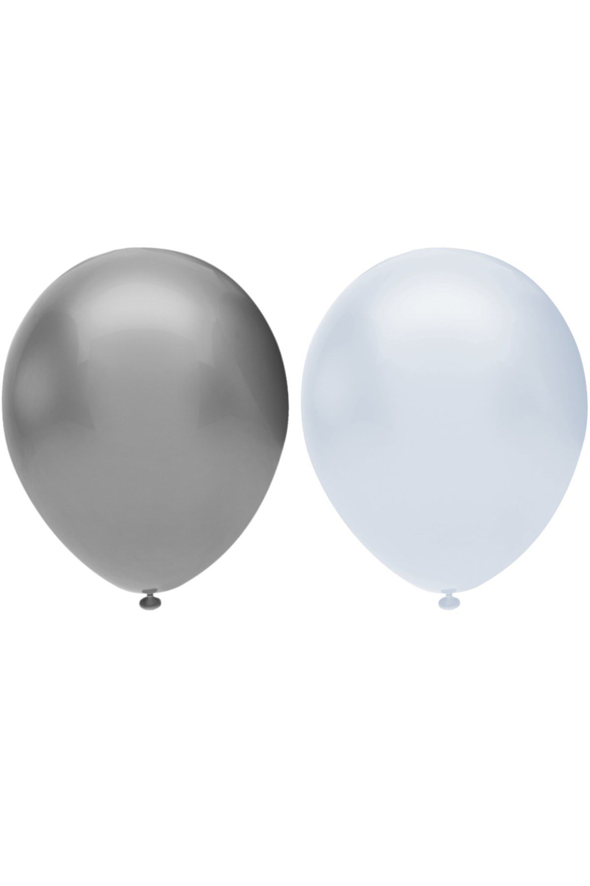 40’lı Metalik Balon Seti, 2 Renk X 20, Gümüş, Beyaz. Helyum Uyumlu