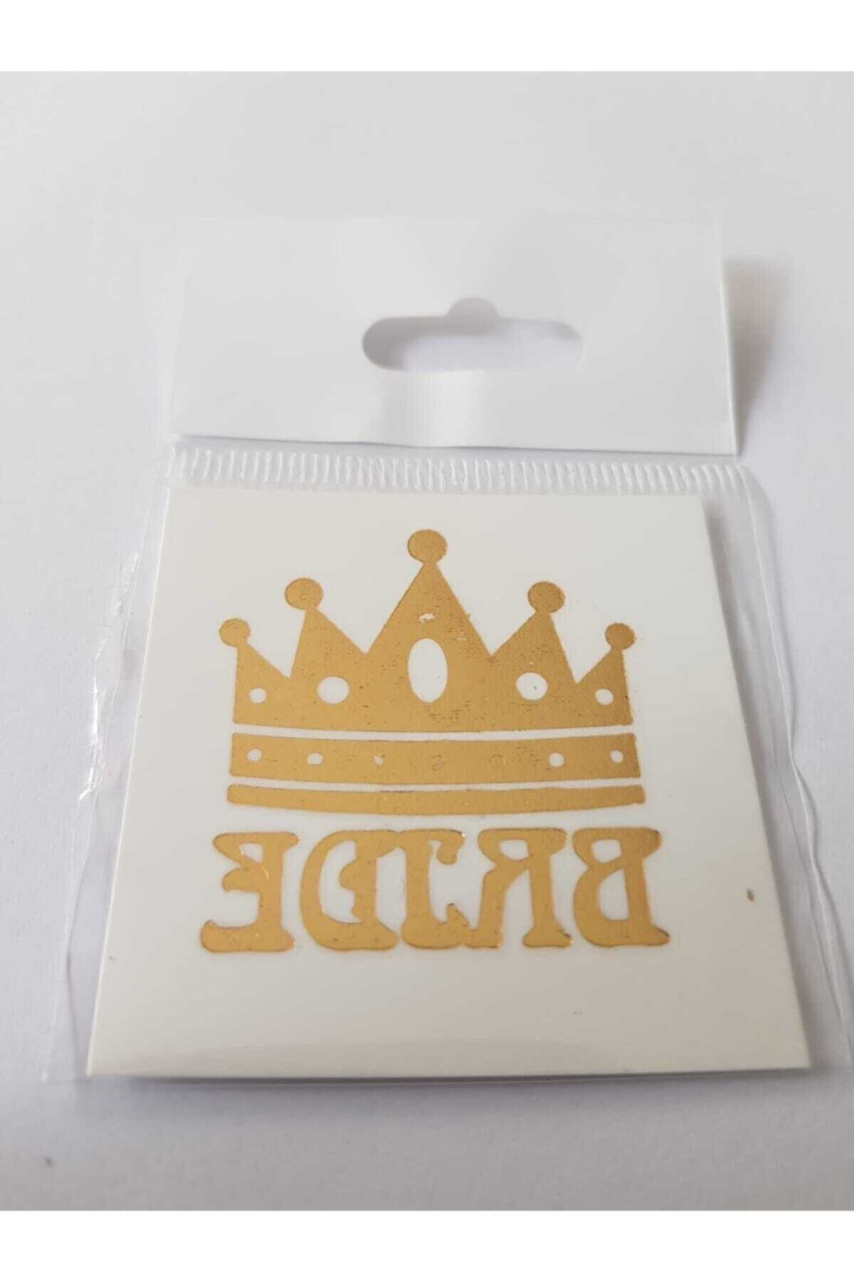 Bride Dövme Taç Desenli Gold Renk