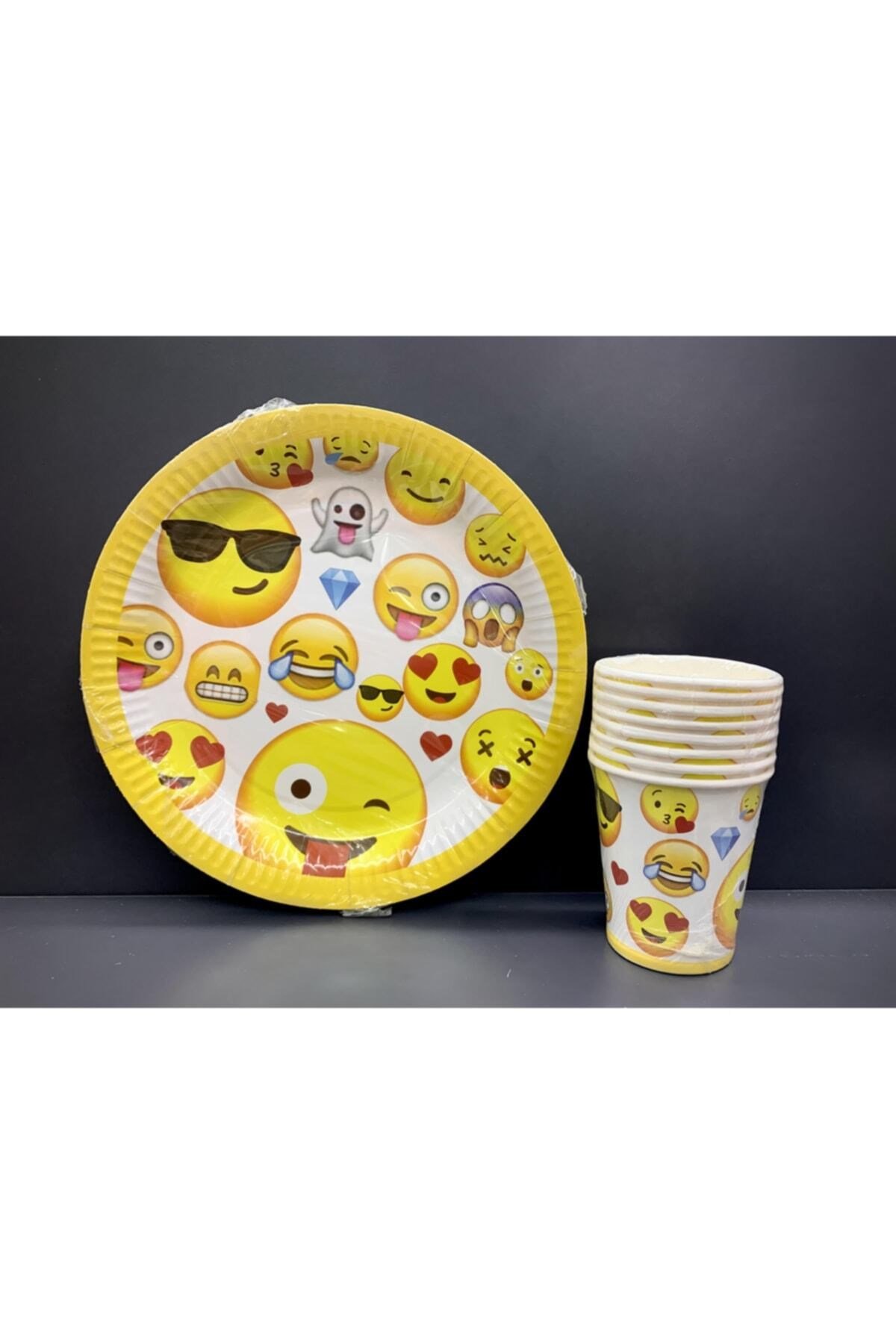 Emojili Karton Tabak Bardak Parti Seti