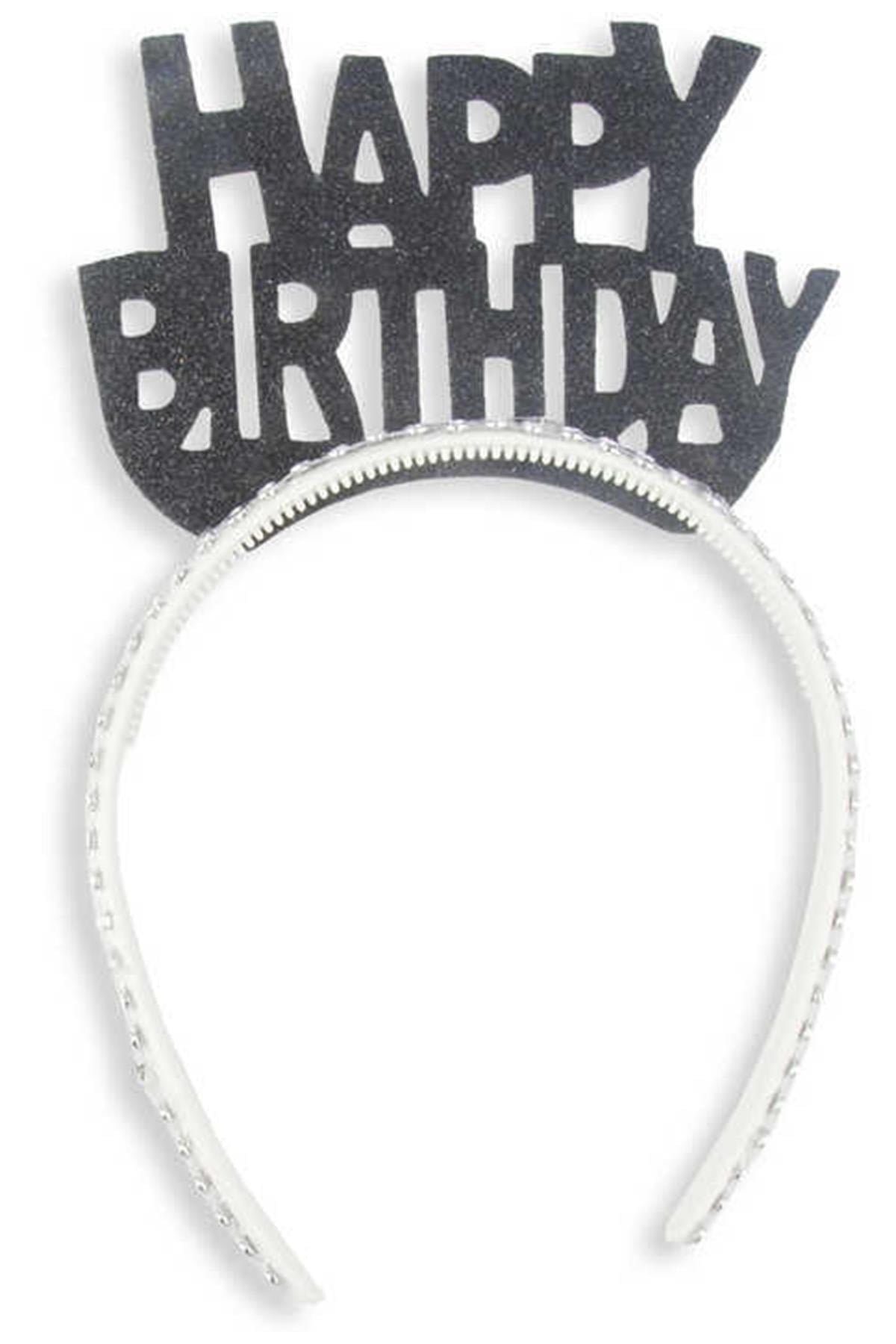 Eva Simli Taşlı Happy Bırthday Siyah Taç Adet:1