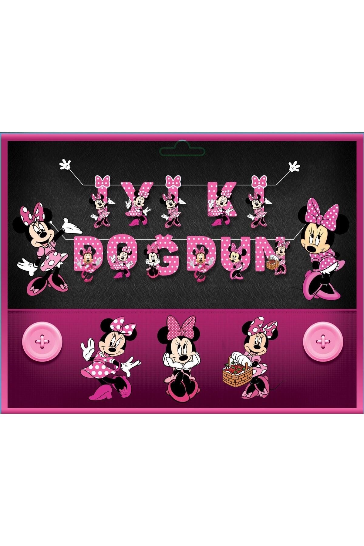Happy Birthday İyiki Doğdun Temalı Karakterli Banner Doğum günü yazıları