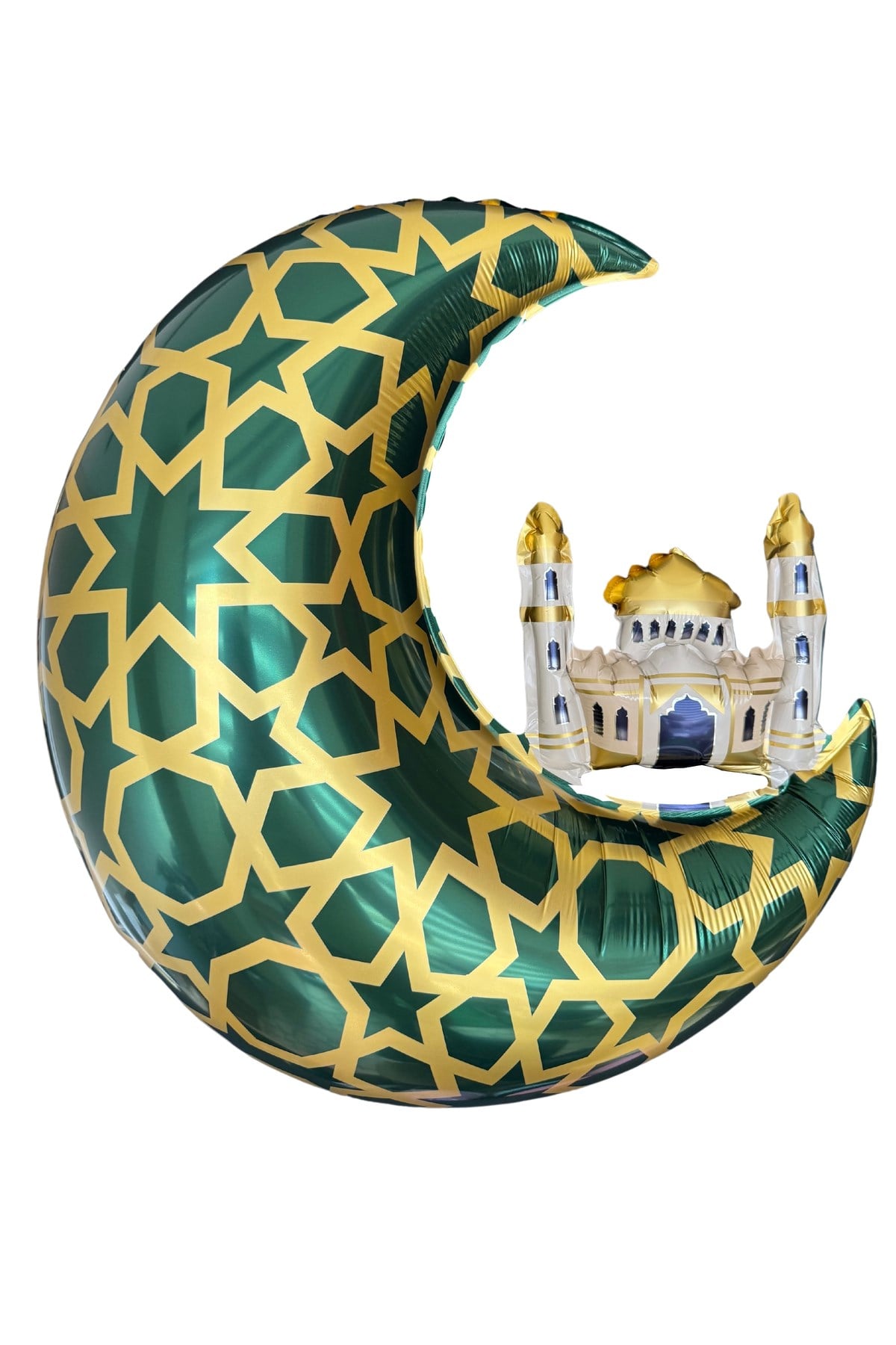 Hilal Cami Folyo Balon Hoşgeldin Ramazan Bayramı Temalı İslami Motifli Yeşil Gold Renk Süs