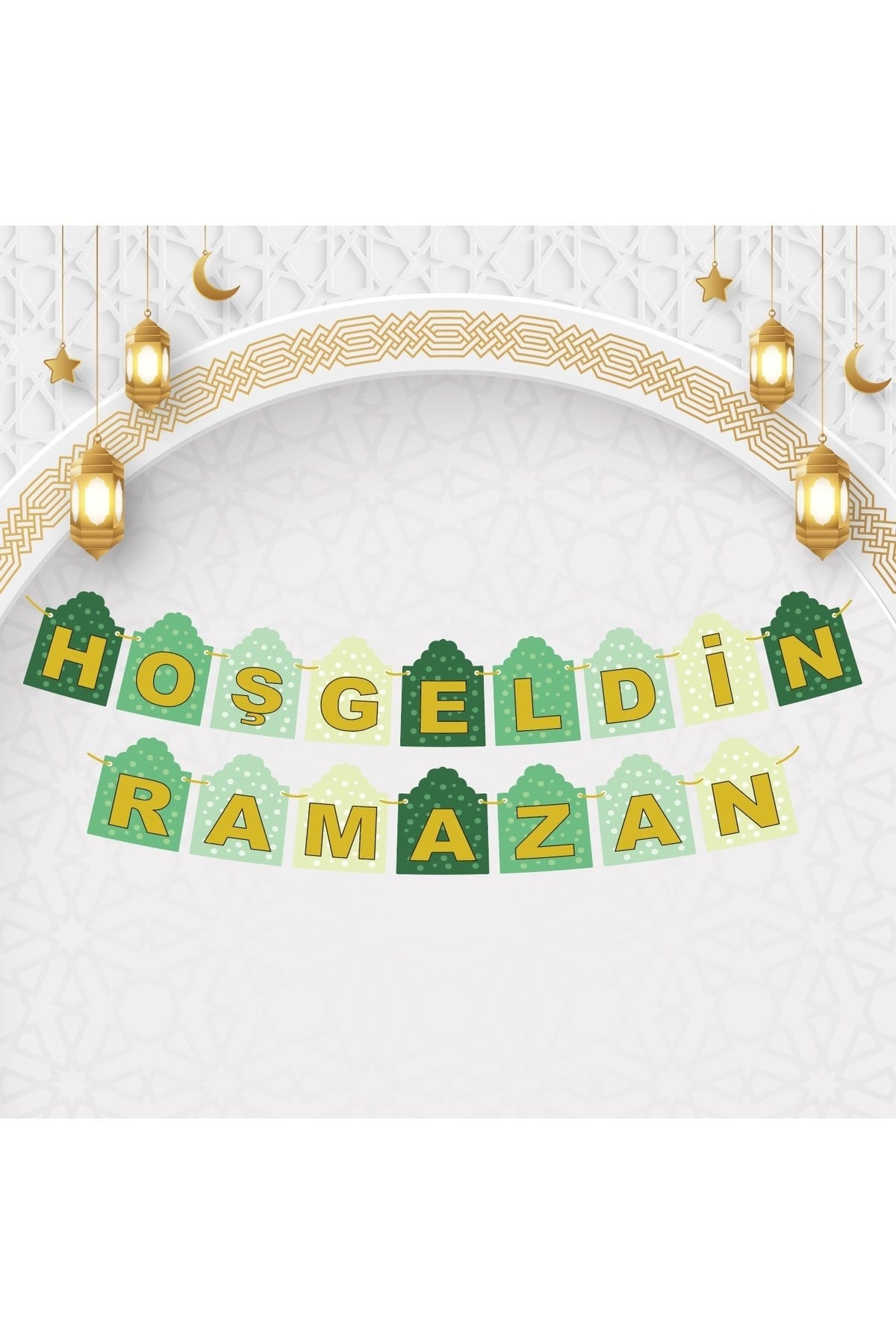 Karton Yazı Hoşgeldin Ramazan Banner Yeşil Temalı