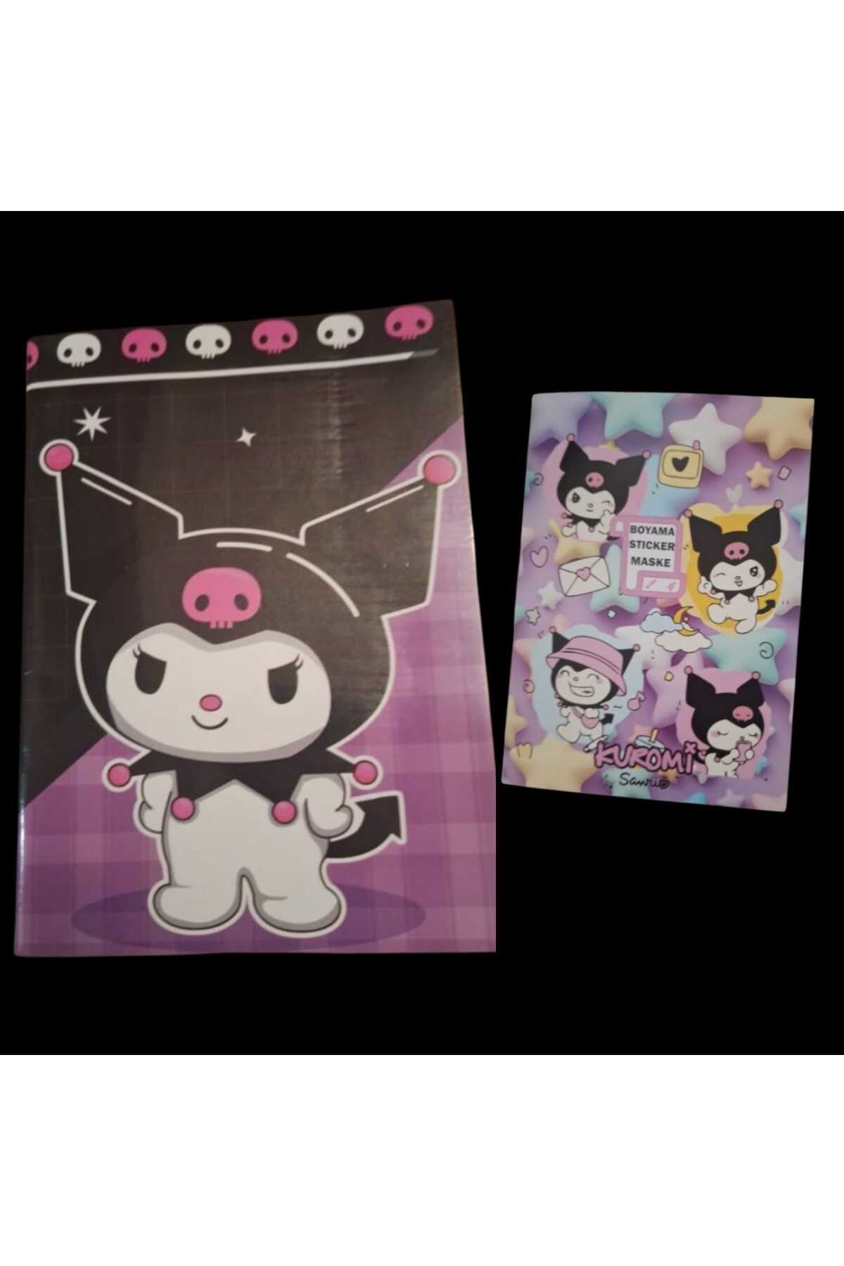 kuromi çizgli defter ve boyama kitabı