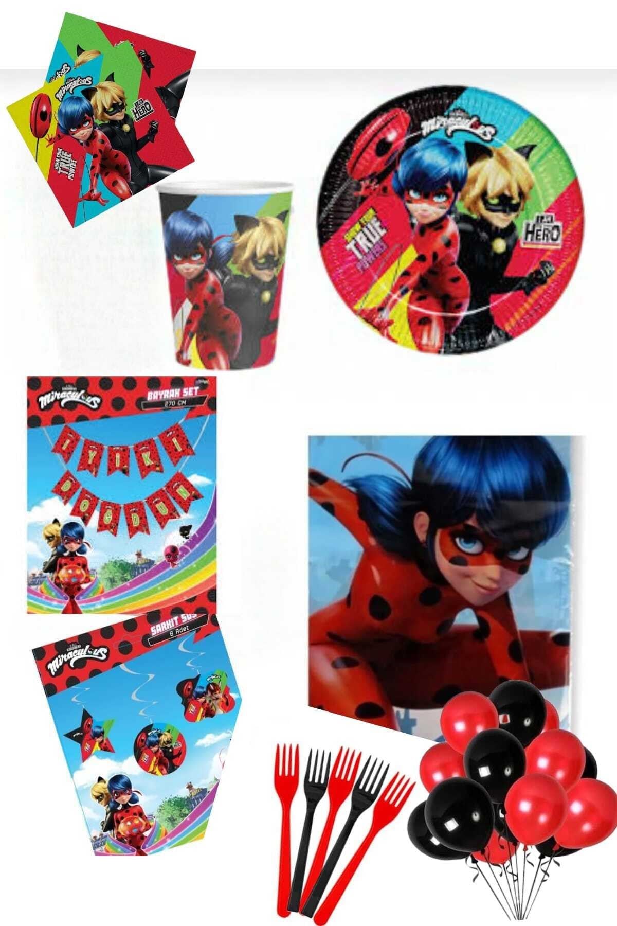 Mucize Uğur Böceği Ve Kara Kedi Miraculous Doğum Günü Parti Seti 8 Kişilik