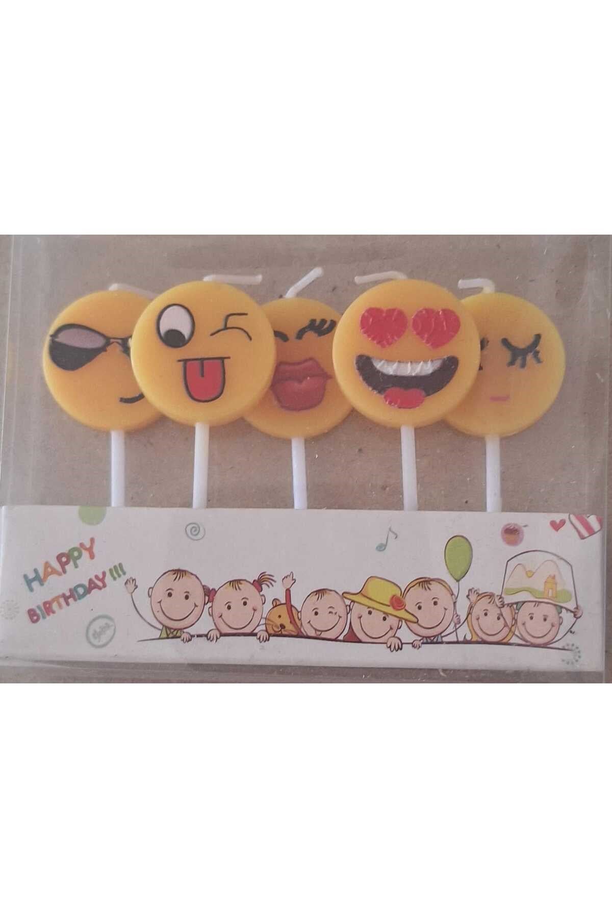 mutlu anılar parti evi emoji mini mum seti