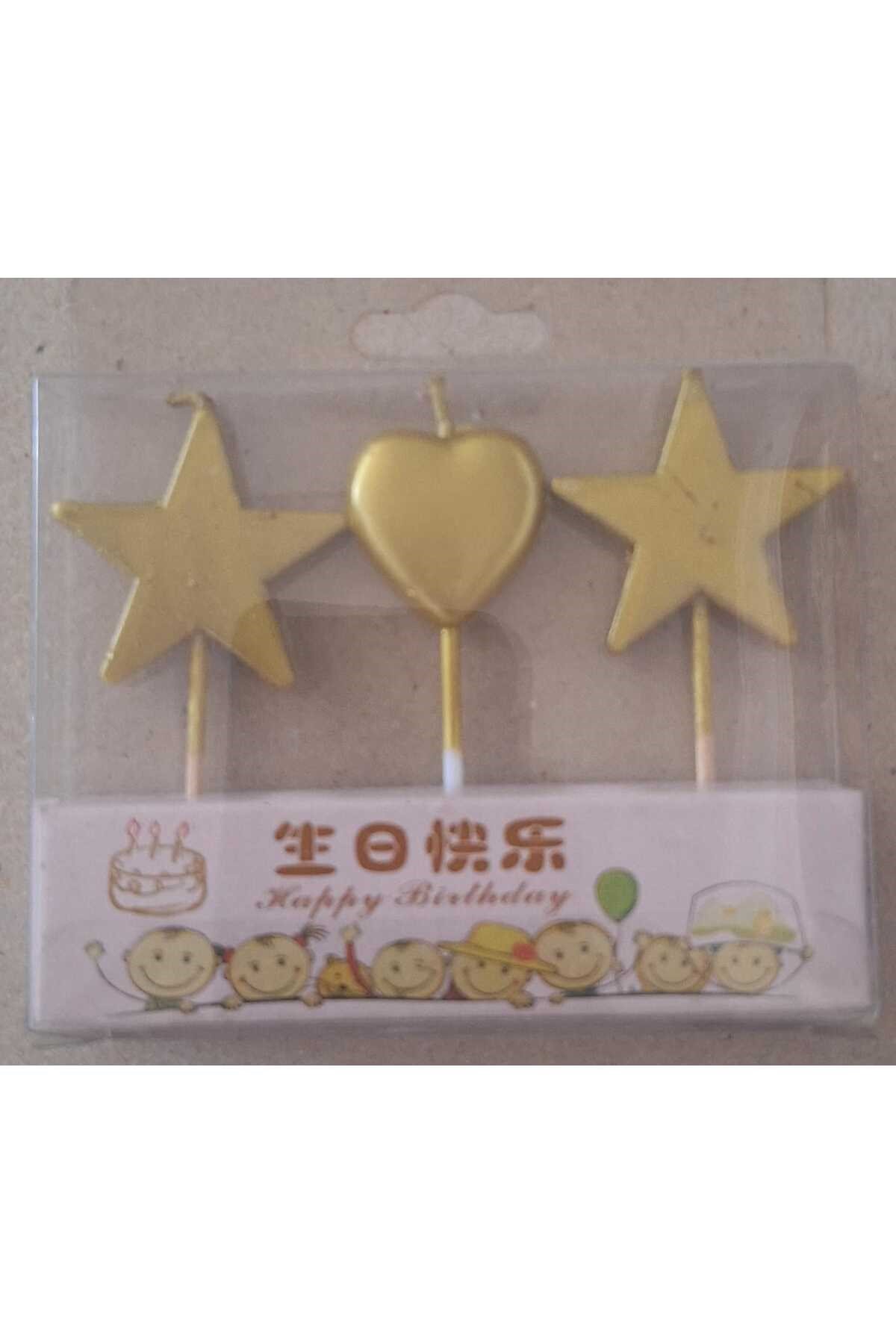 mutlu anılar parti evi gold yıldız mini mum seti