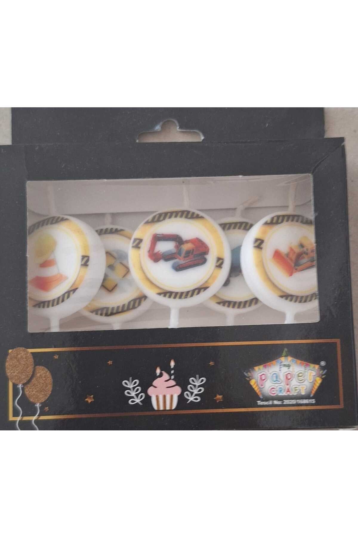 mutlu anılar parti evi iş makineleri mum seti