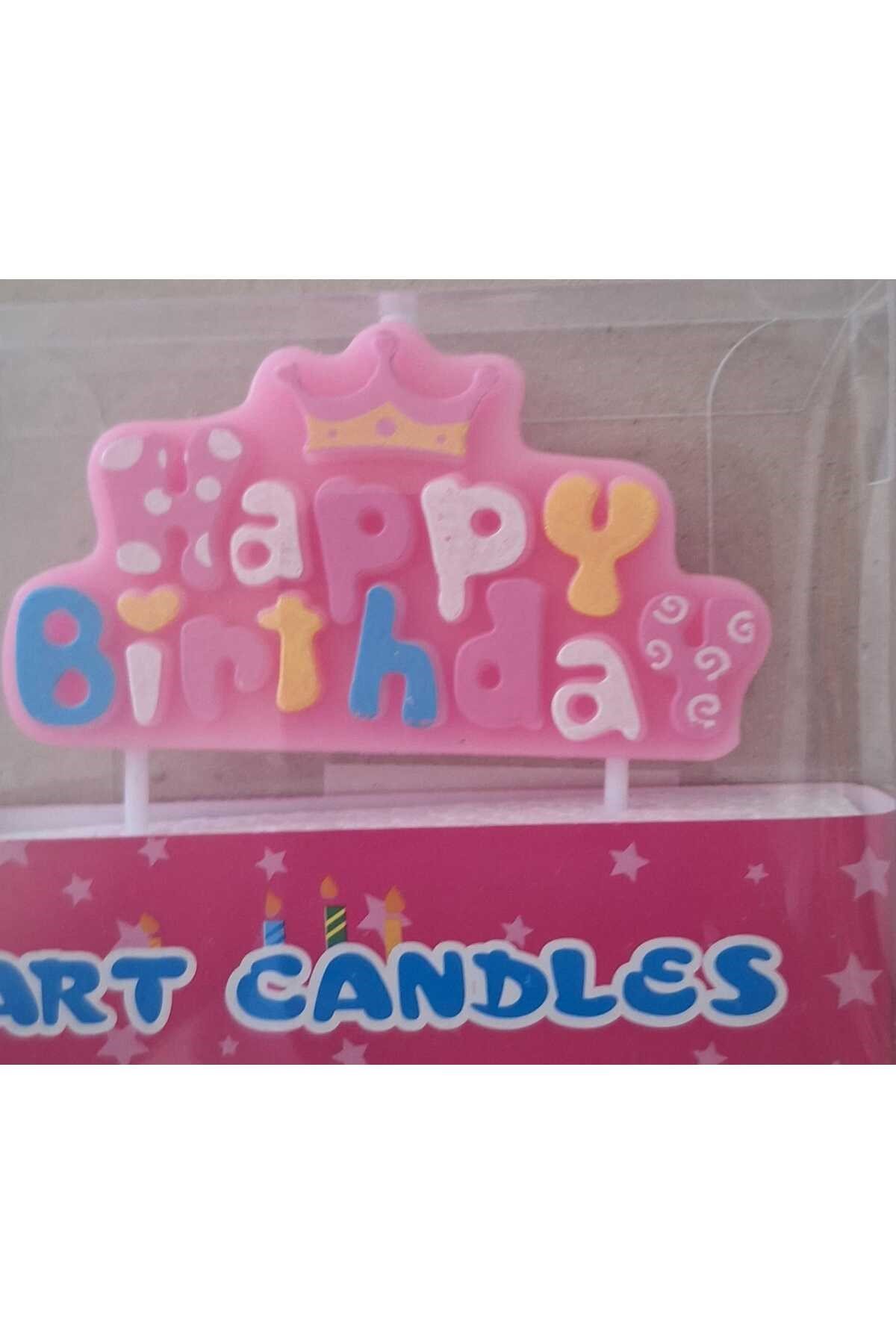 mutlu anılar parti evi mini happy birhday pembe mum