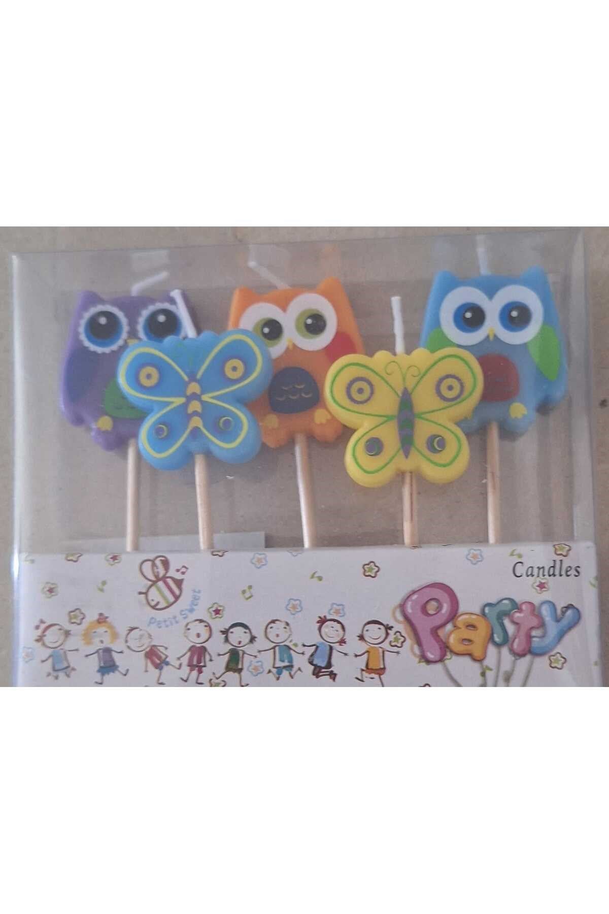 mutlu anılar parti evi mini kelebekli mum seti