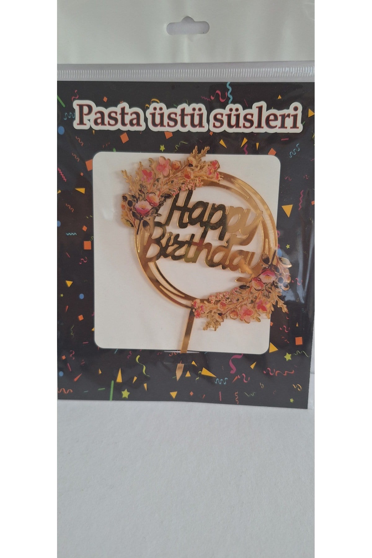 Mutlu anılar parti evi pasta süsü çiçekli