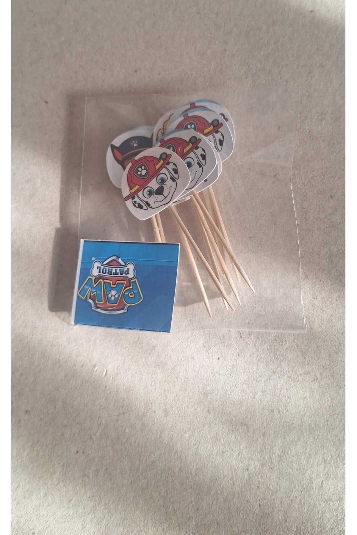 Mutlu Anılar Parti Evi Paw Patrol Pasta Süsü Kürdan 10lu