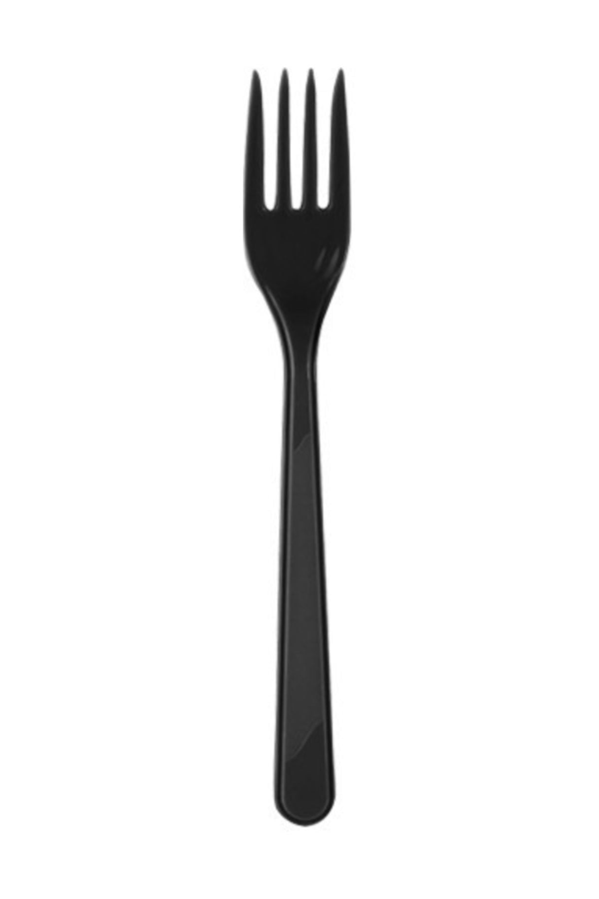Partibulutu Siyah Plastik Çatal 25'li