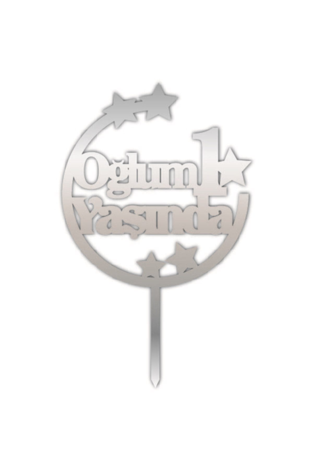Pasta Üzeri Pleksi Yazı Gümüş Oğlum 1 Yaşında