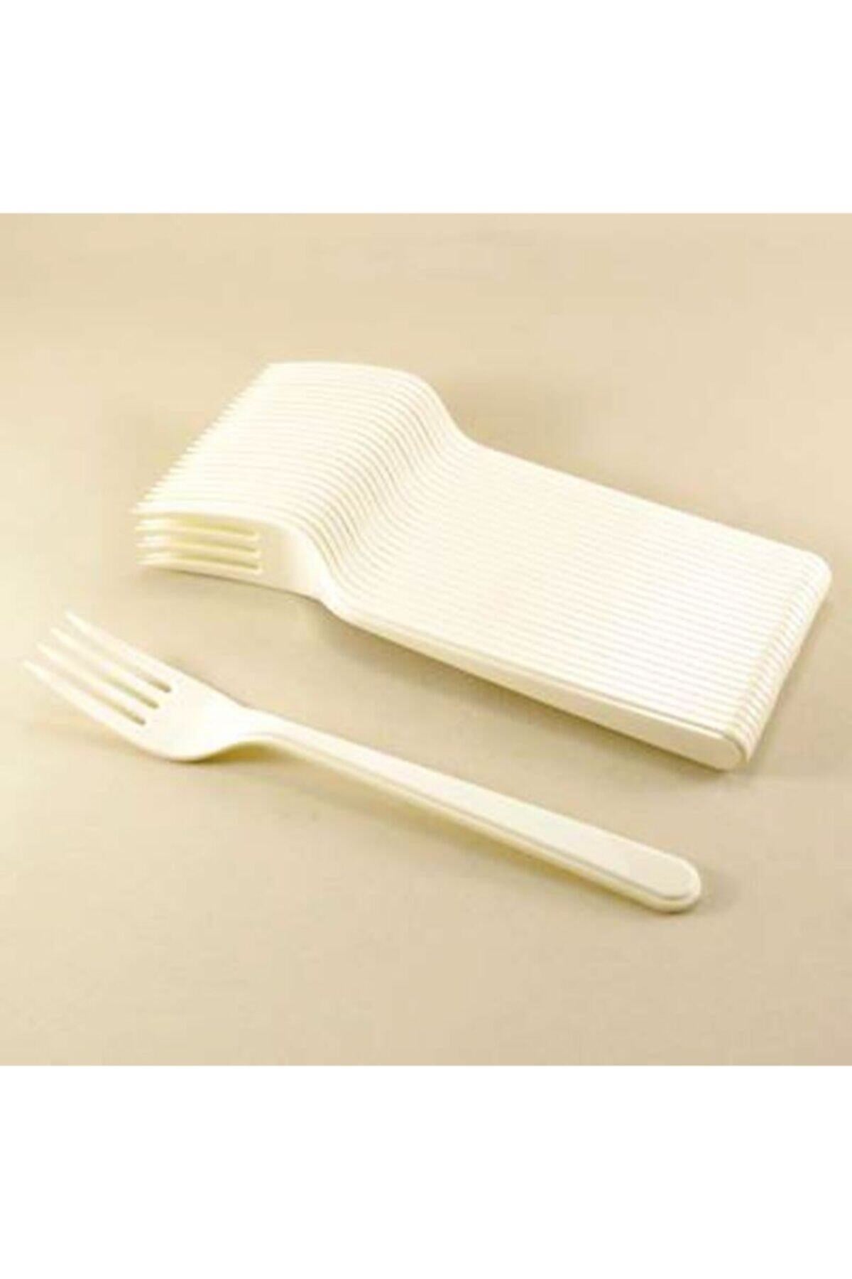 Plastik Çatal Beyaz Renkli 25'li