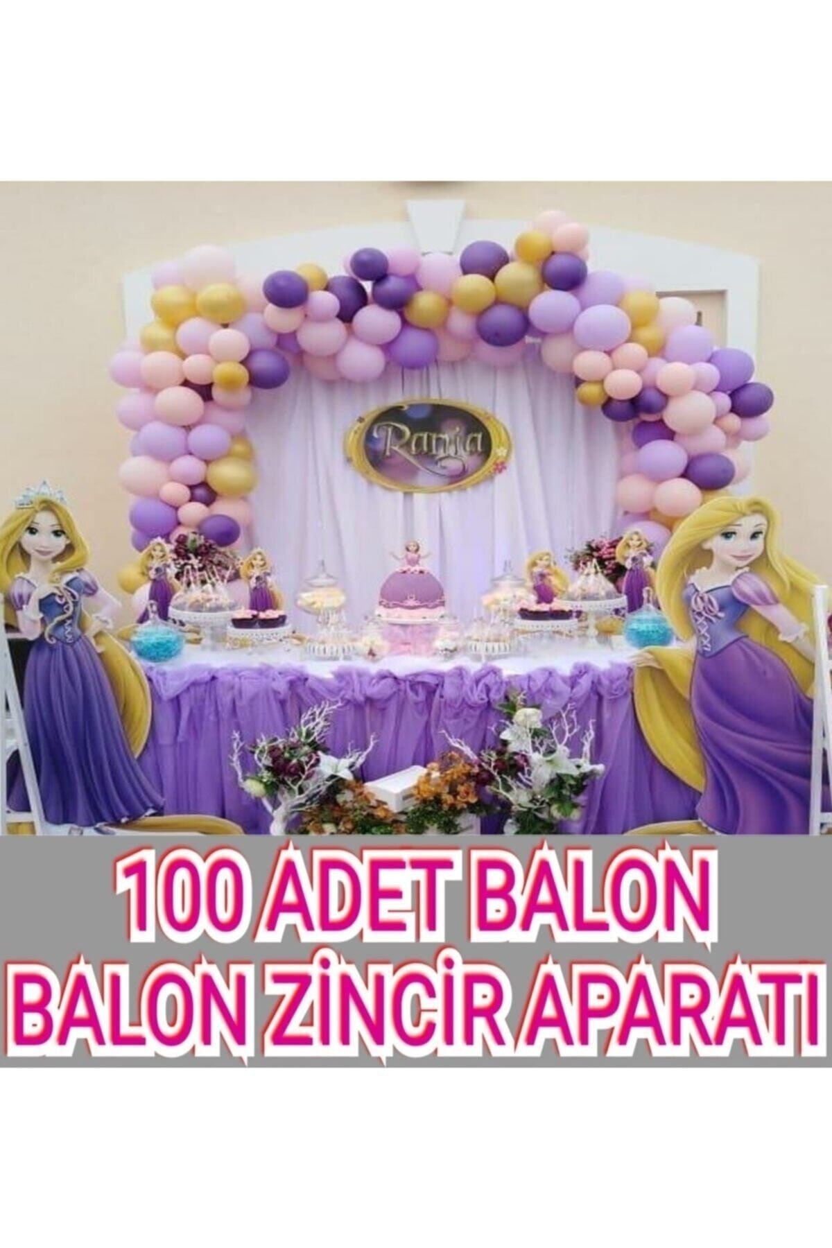 Rapunzel Balon Zincir Seti 60 Adet Balon Rapunzel Doğum Günü Için Balon Zincir Paketi