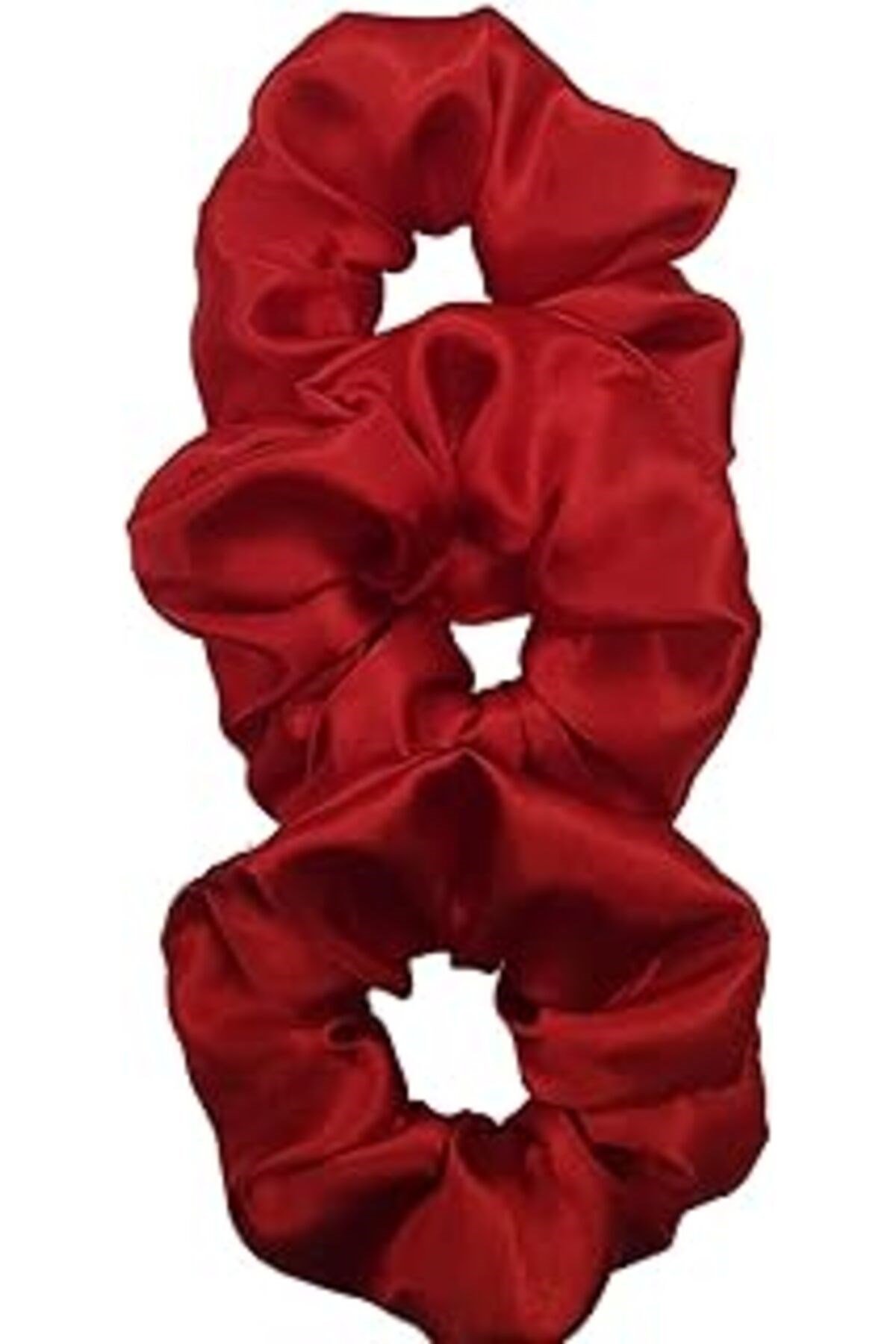 Sipariş Vakti Saten Saç Tokası Scrunchie Toka 3 Adet (Kırmızı5)