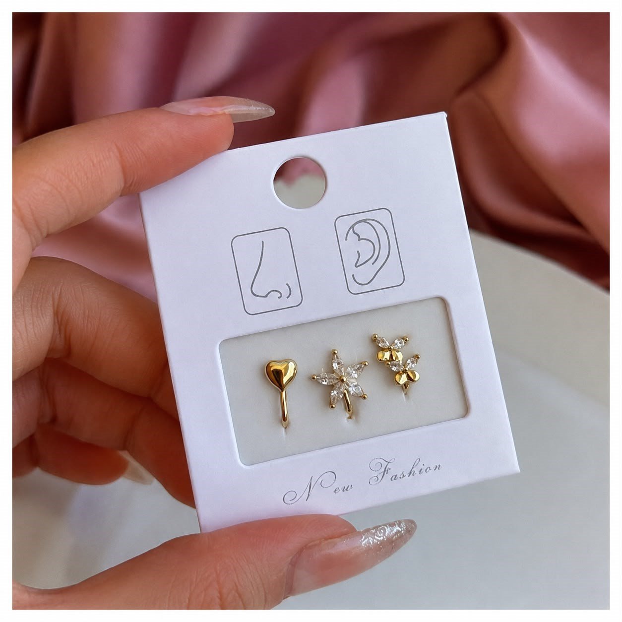 Deliksiz burun kulak için 3lü piercing