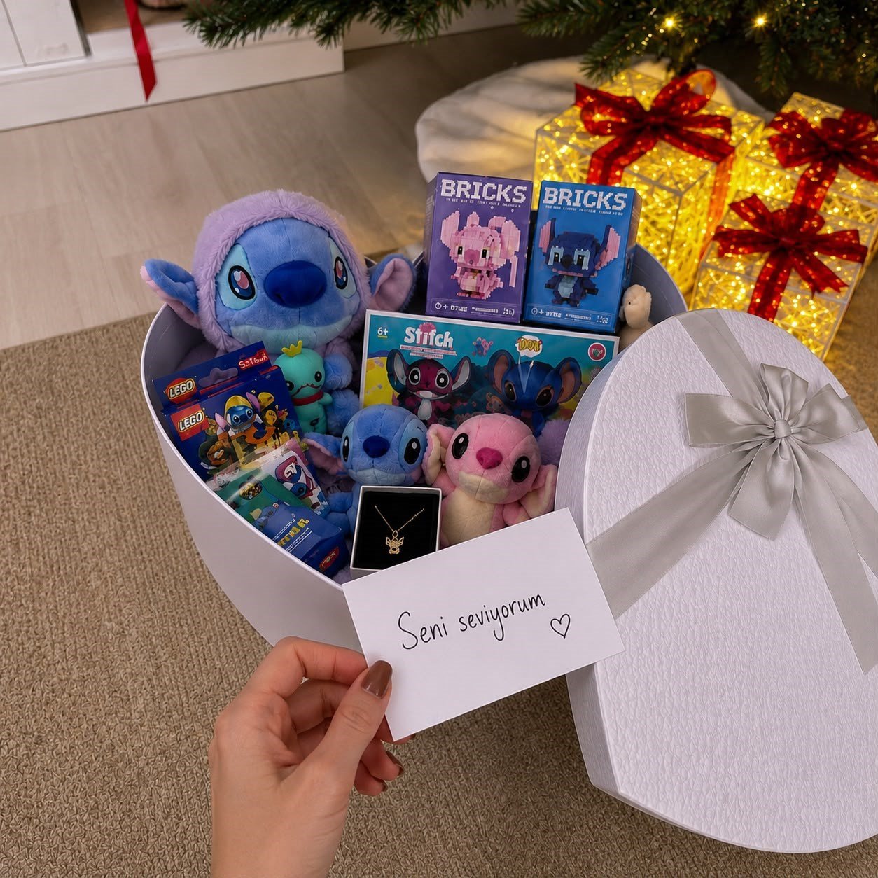 Dev boy kalpli kutuda stitch koleksiyon