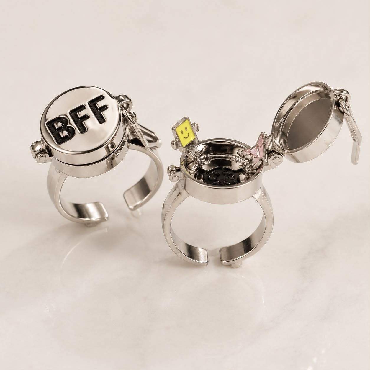 Silver BFF açılan sponge bob ve petric yüzük (1 adet)