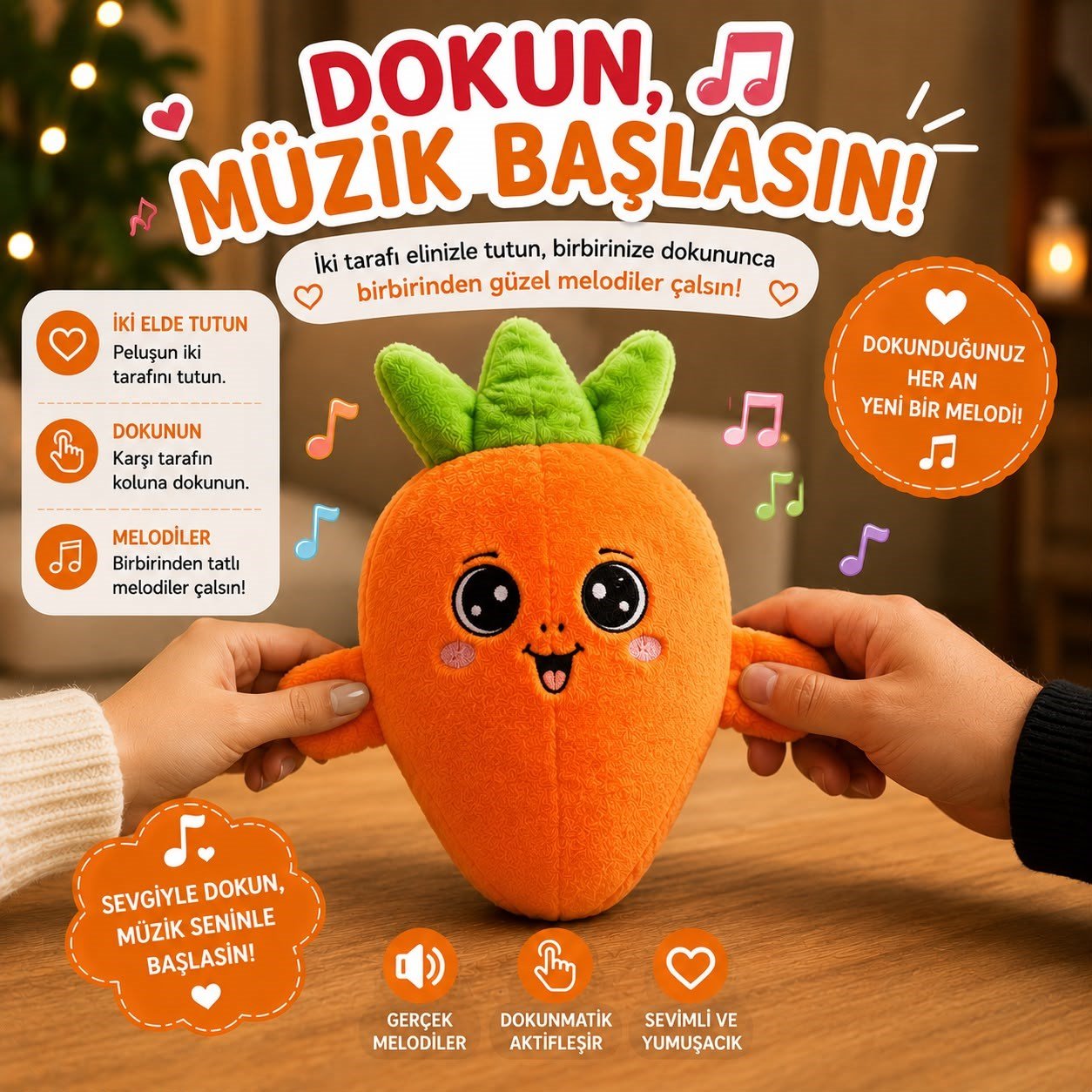 Tene dokununca melodi çalan peluş