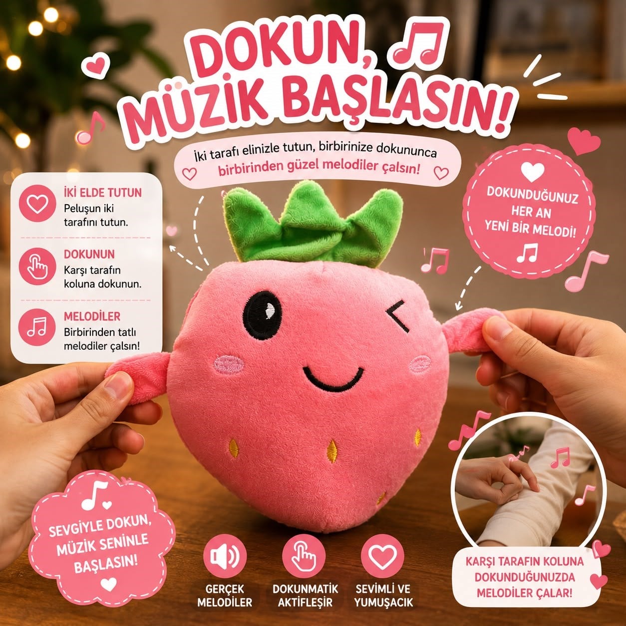 Tene dokununca melodi çalan peluş