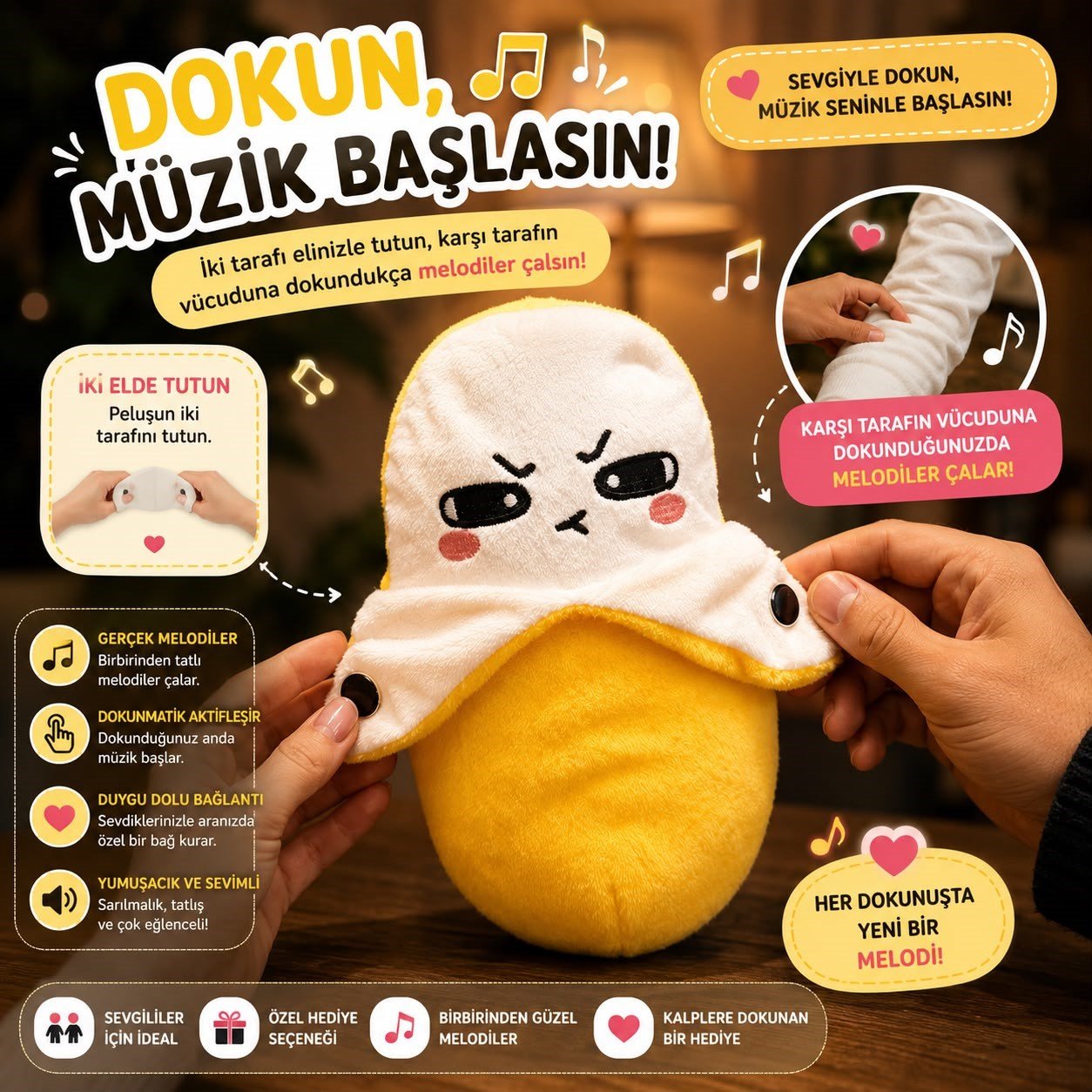 Tene dokununca melodi çalan peluş