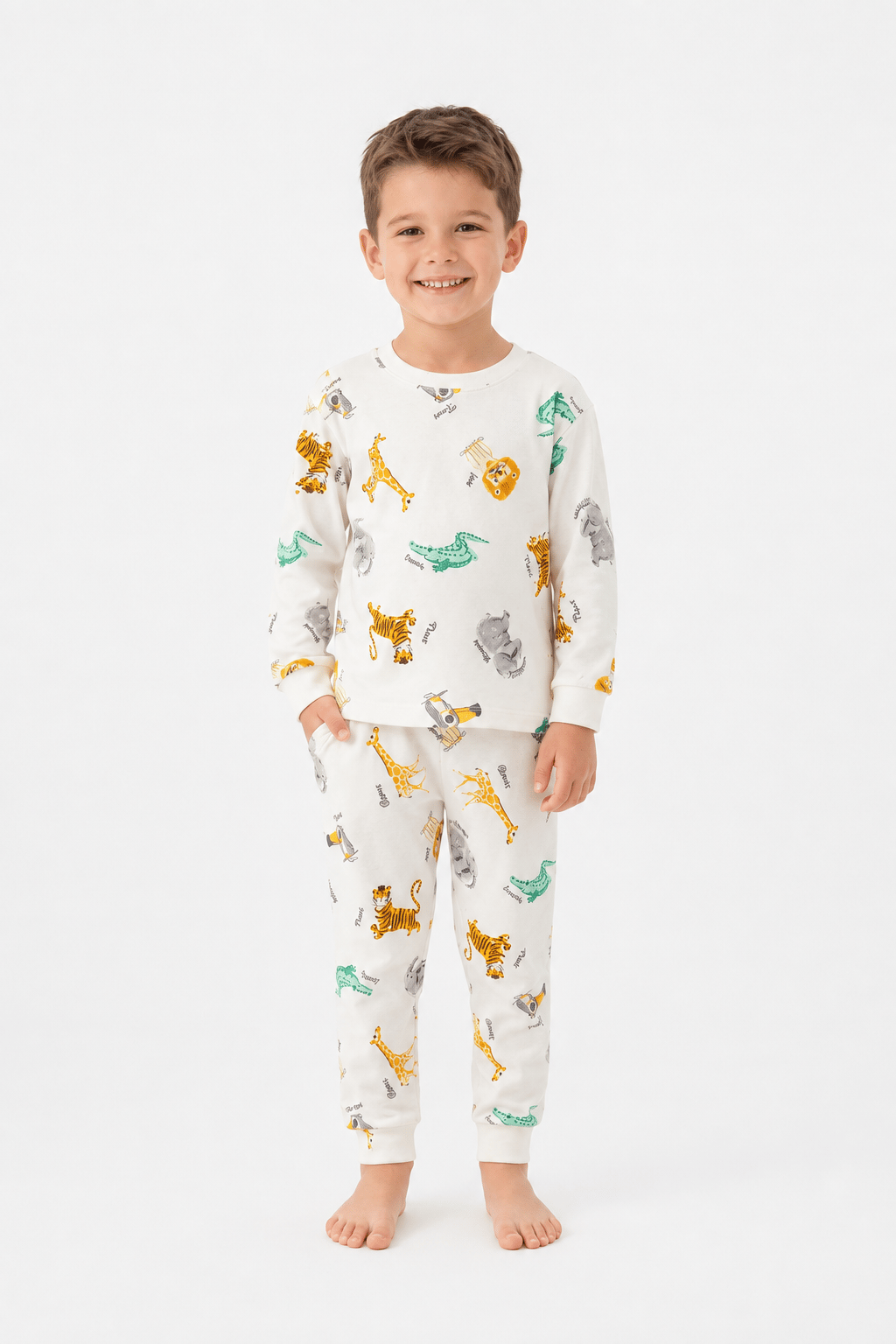Hayvan Figürlü İkili Erkek Çocuk Pijama Takım
